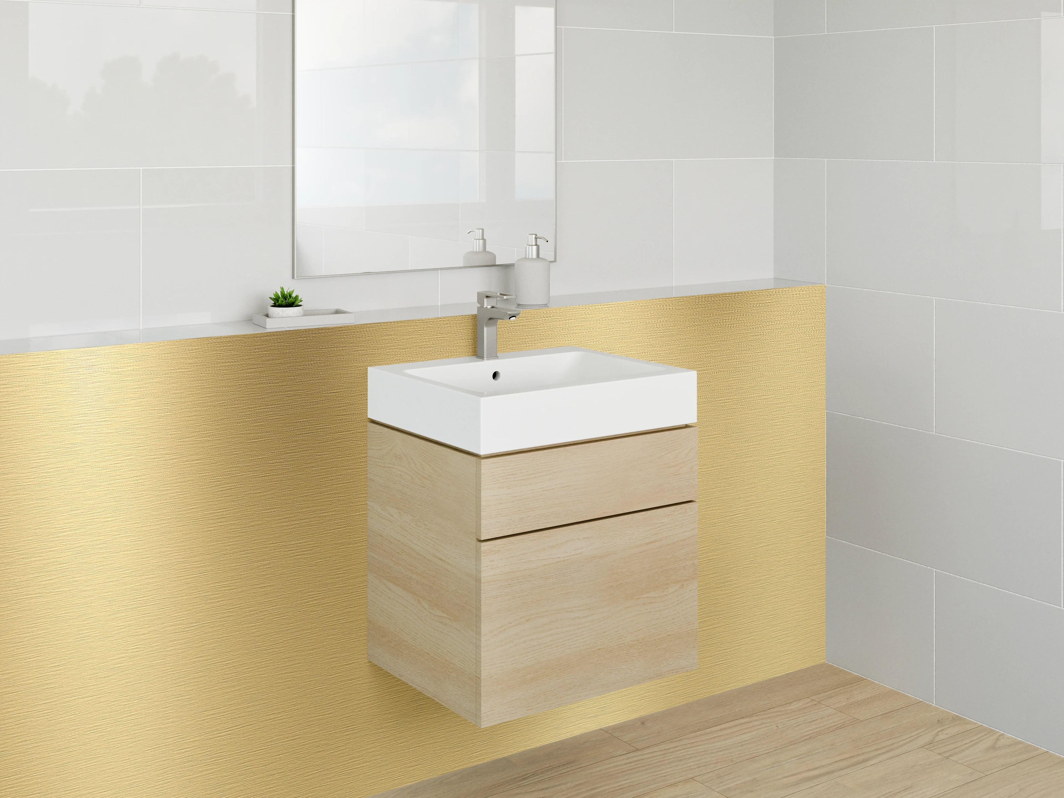 Waschbecken-Rückwand - Goldene Metallic-Oberfläche elegant gebürstet