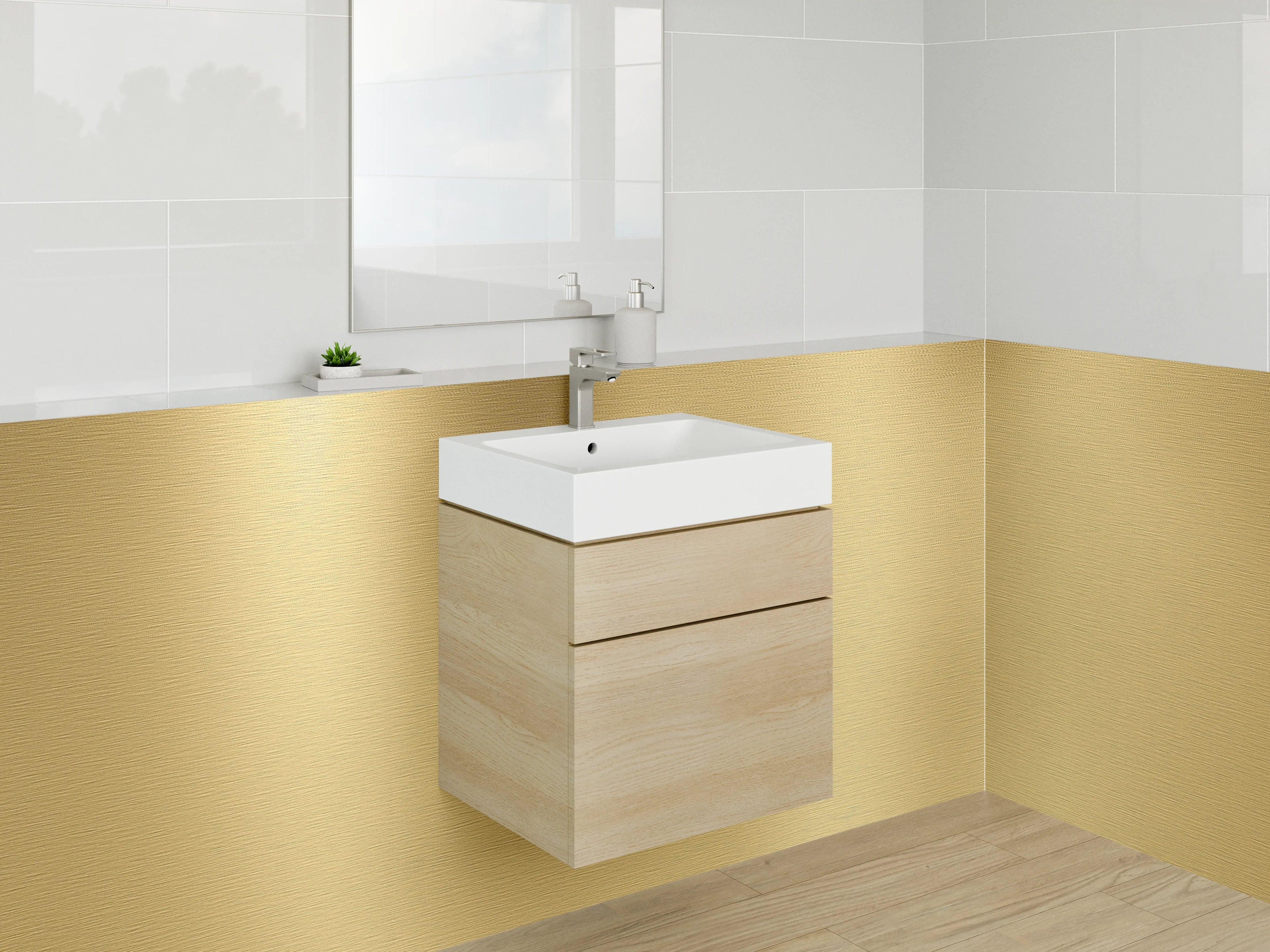 Waschbecken-Rückwand - Goldene Metallic-Oberfläche elegant gebürstet