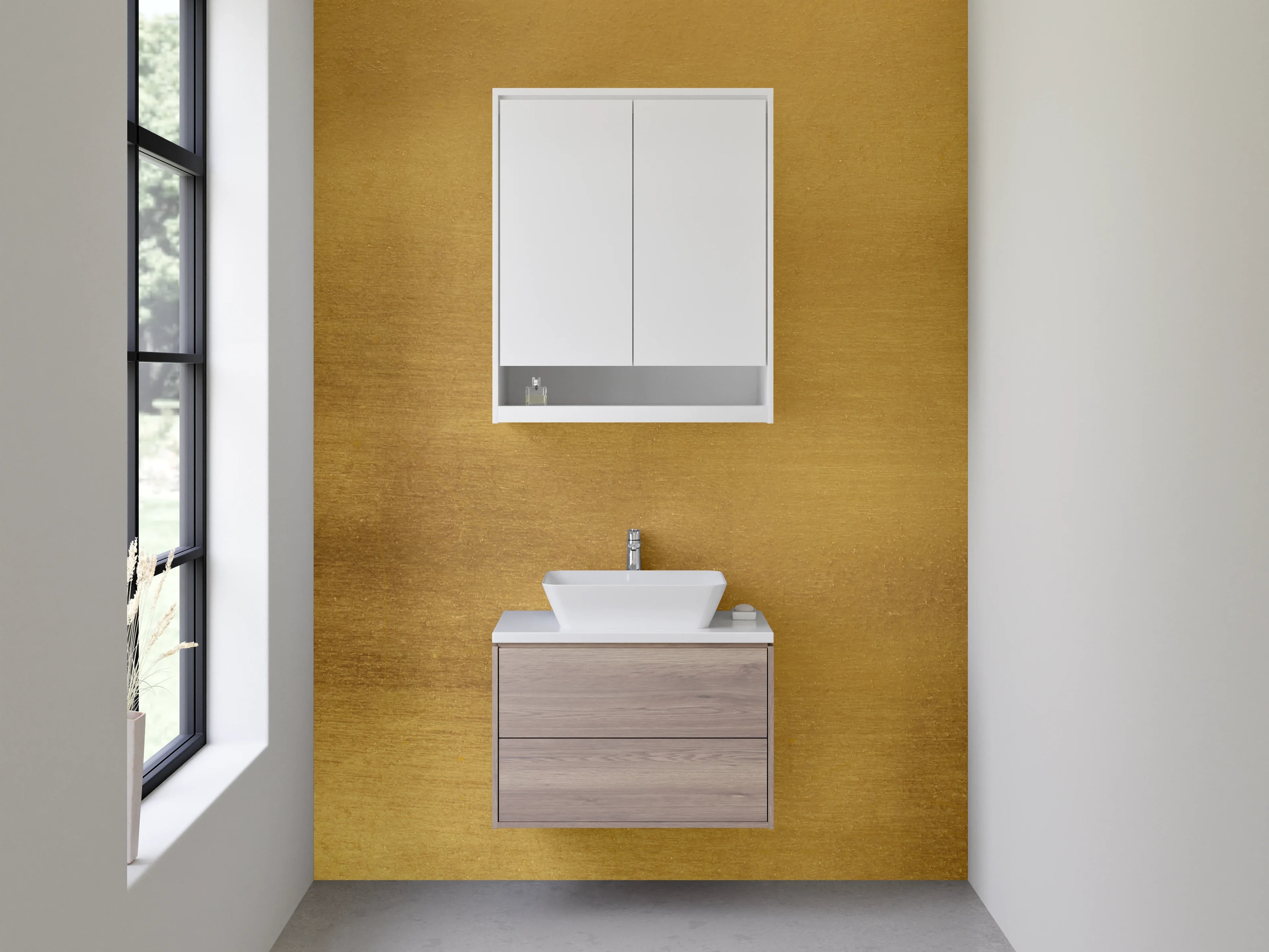 Waschbecken-Rückwand - Goldene Metalloberfläche