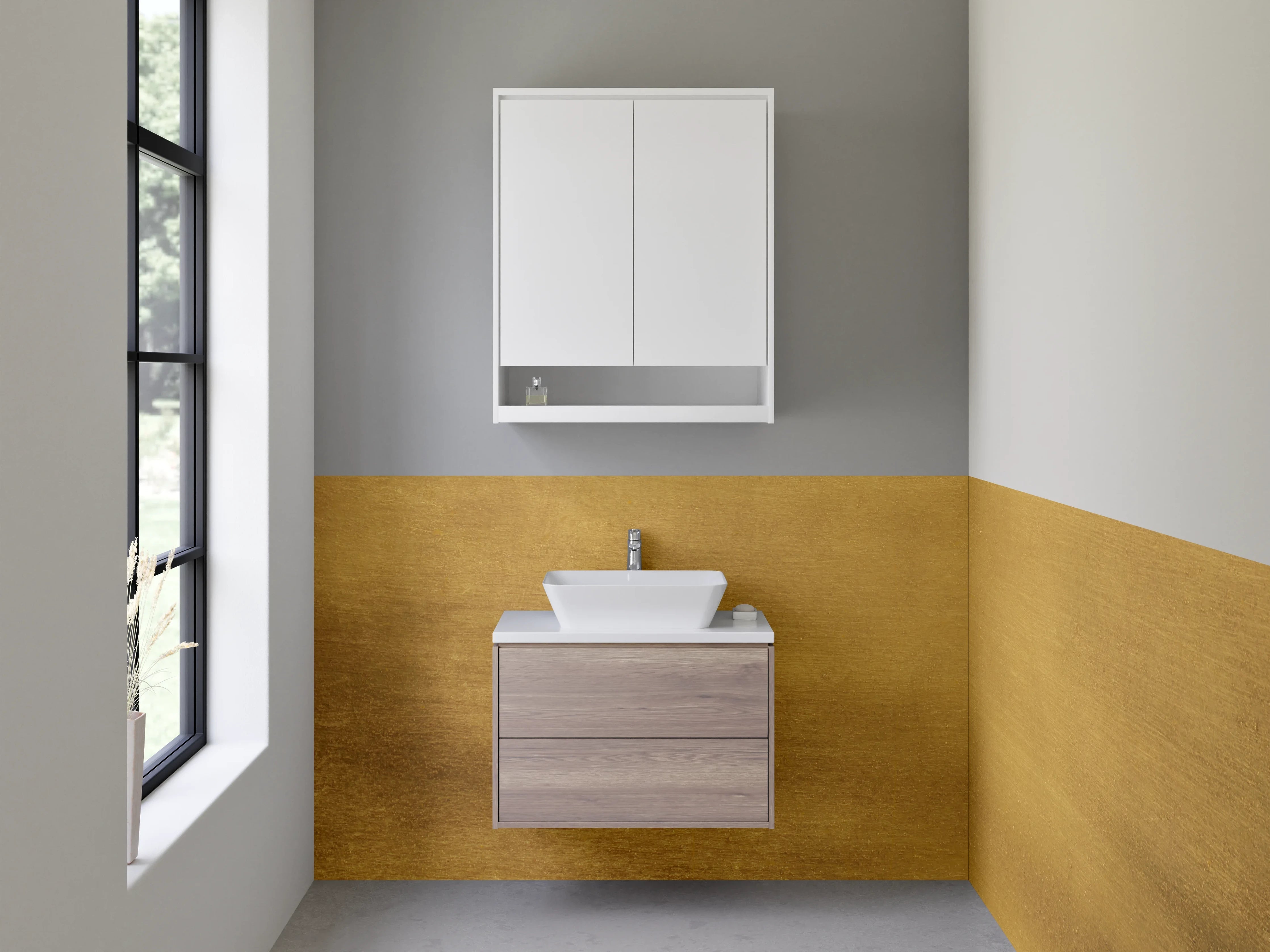 Waschbecken-Rückwand - Goldene Metalloberfläche