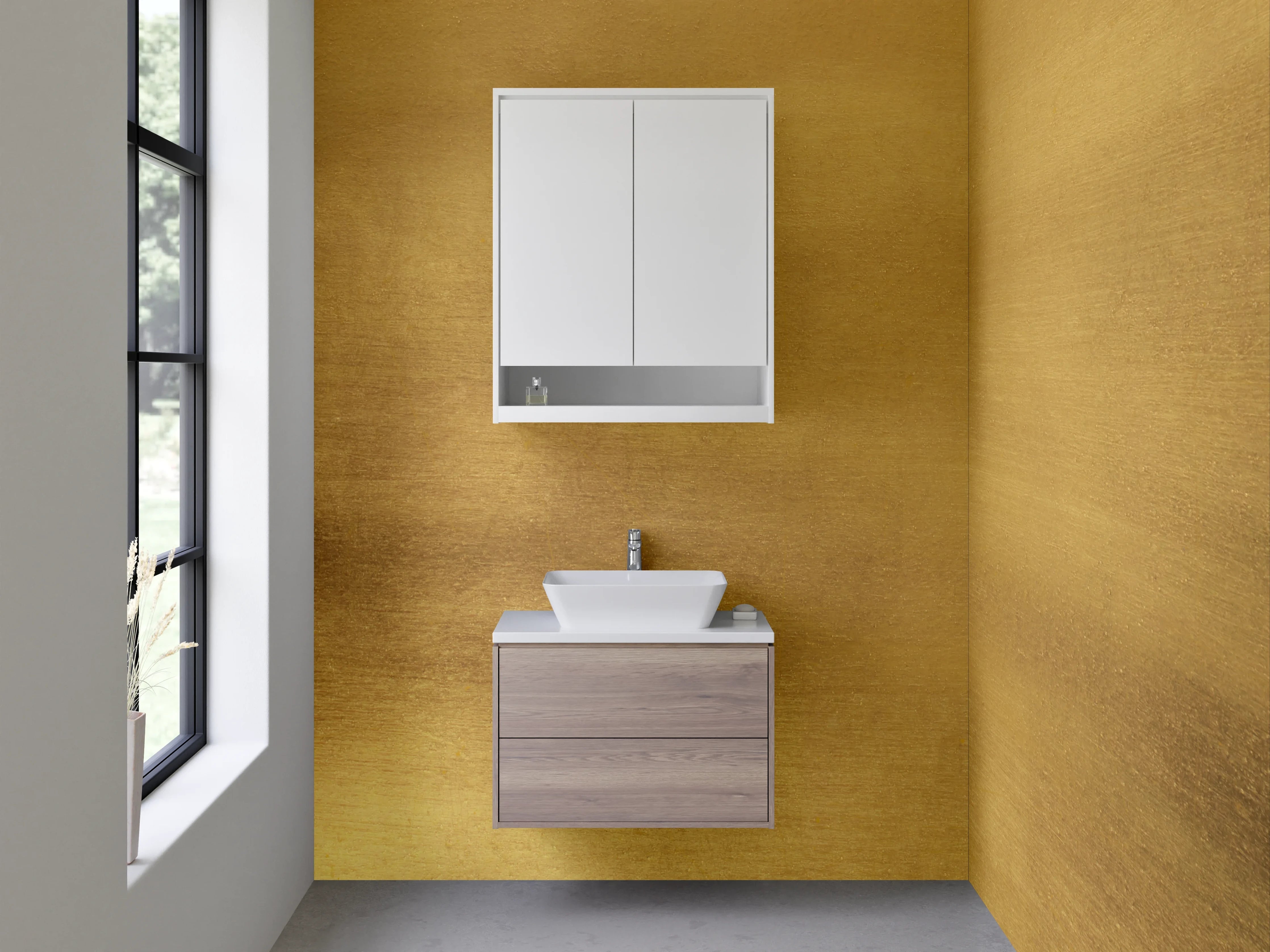 Waschbecken-Rückwand - Goldene Metalloberfläche