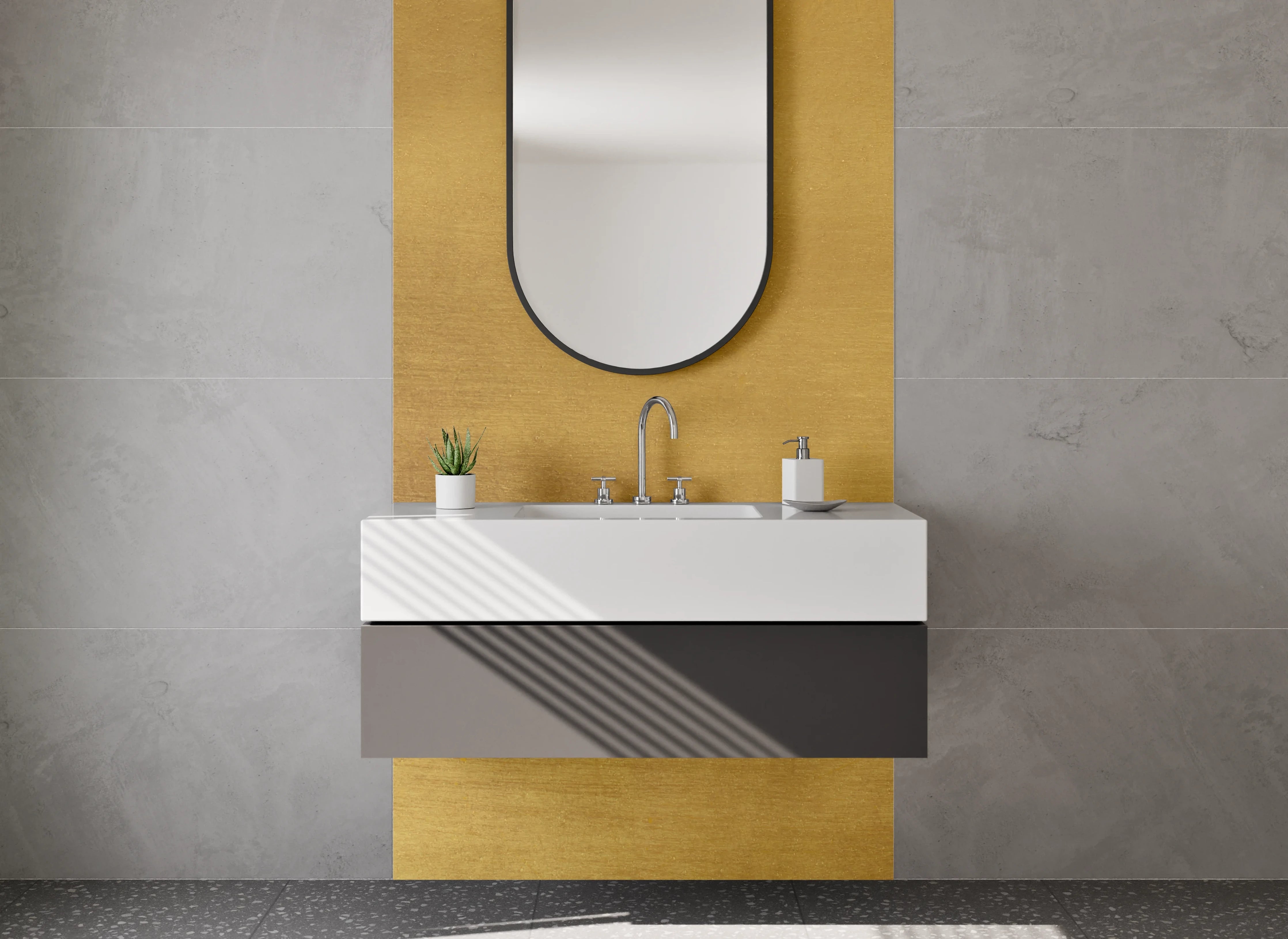 Waschbecken-Rückwand - Goldene Metalloberfläche