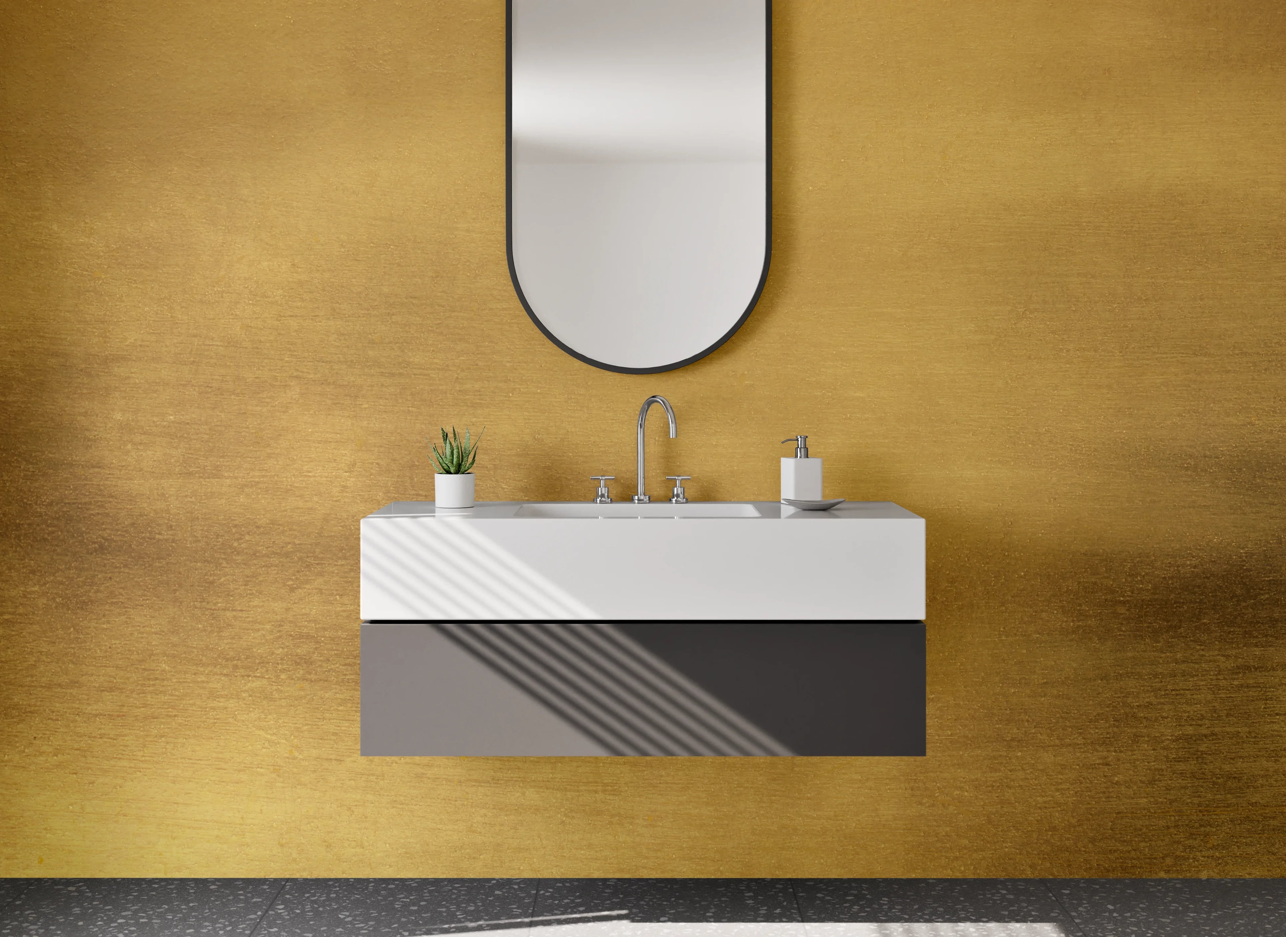 Waschbecken-Rückwand - Goldene Metalloberfläche