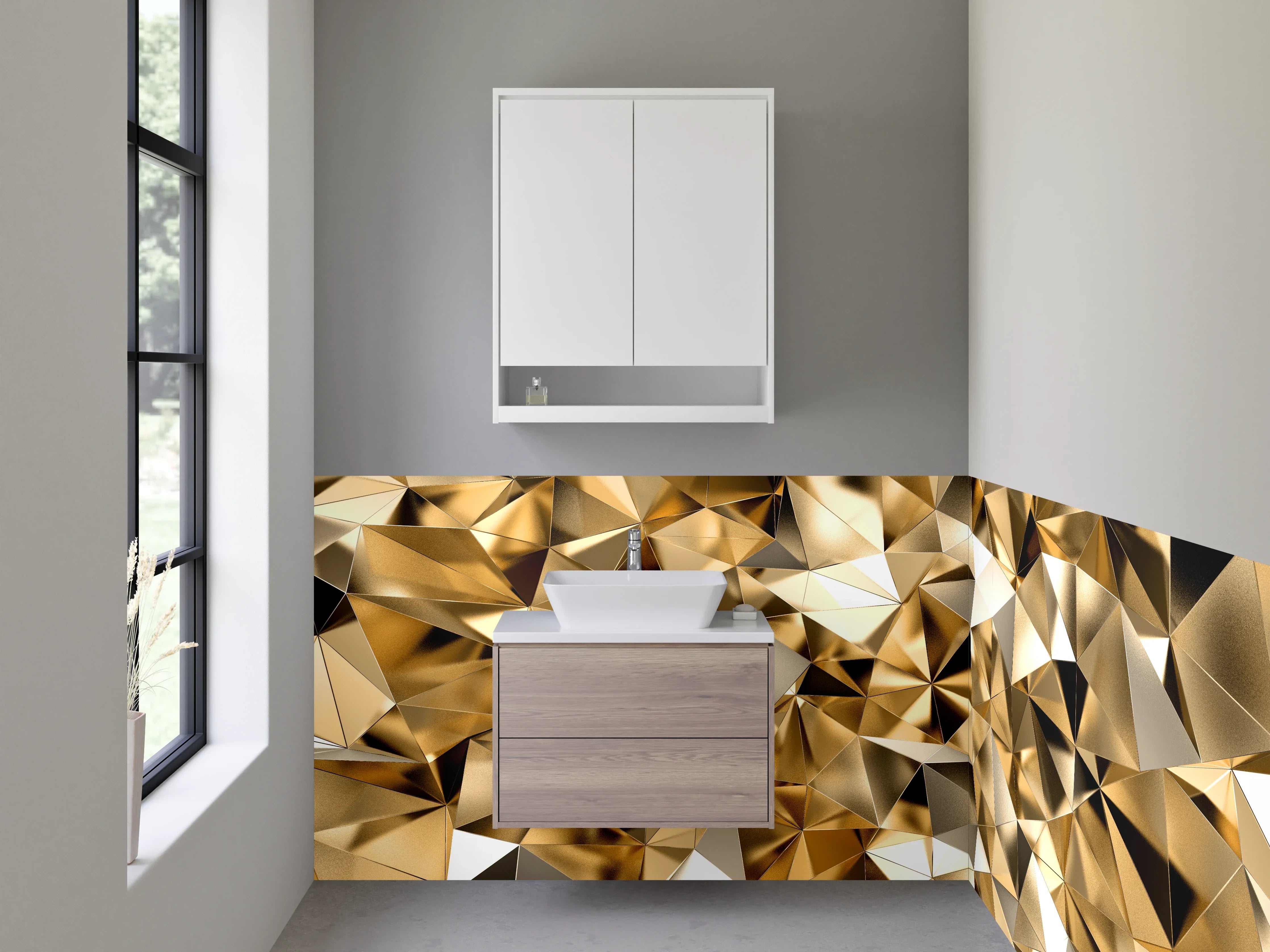 Waschbecken-Rückwand - Goldene Polygon-Abstraktion Luxus Design