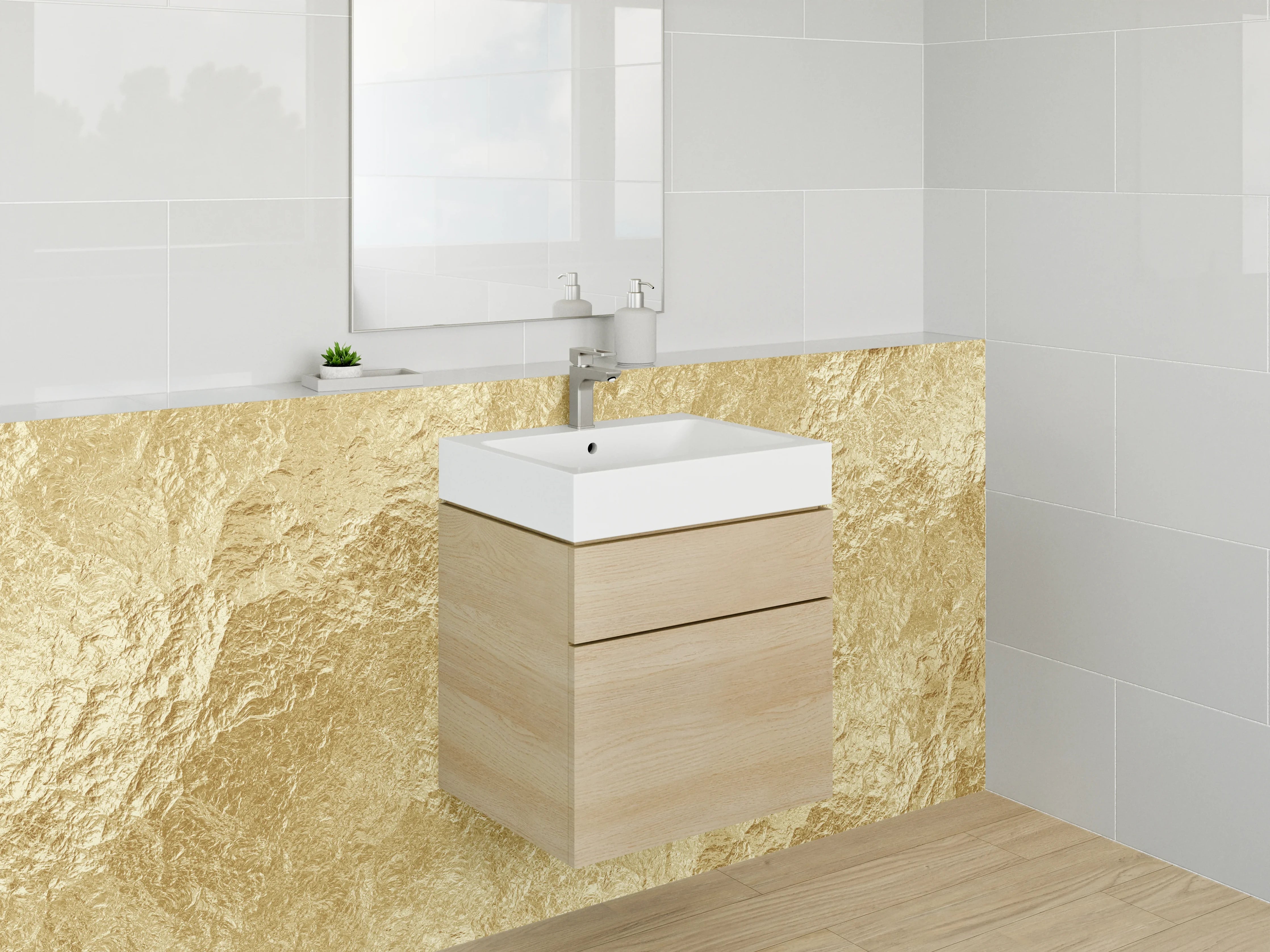 Waschbecken-Rückwand - Goldene Steinstruktur für Küchenrückwand