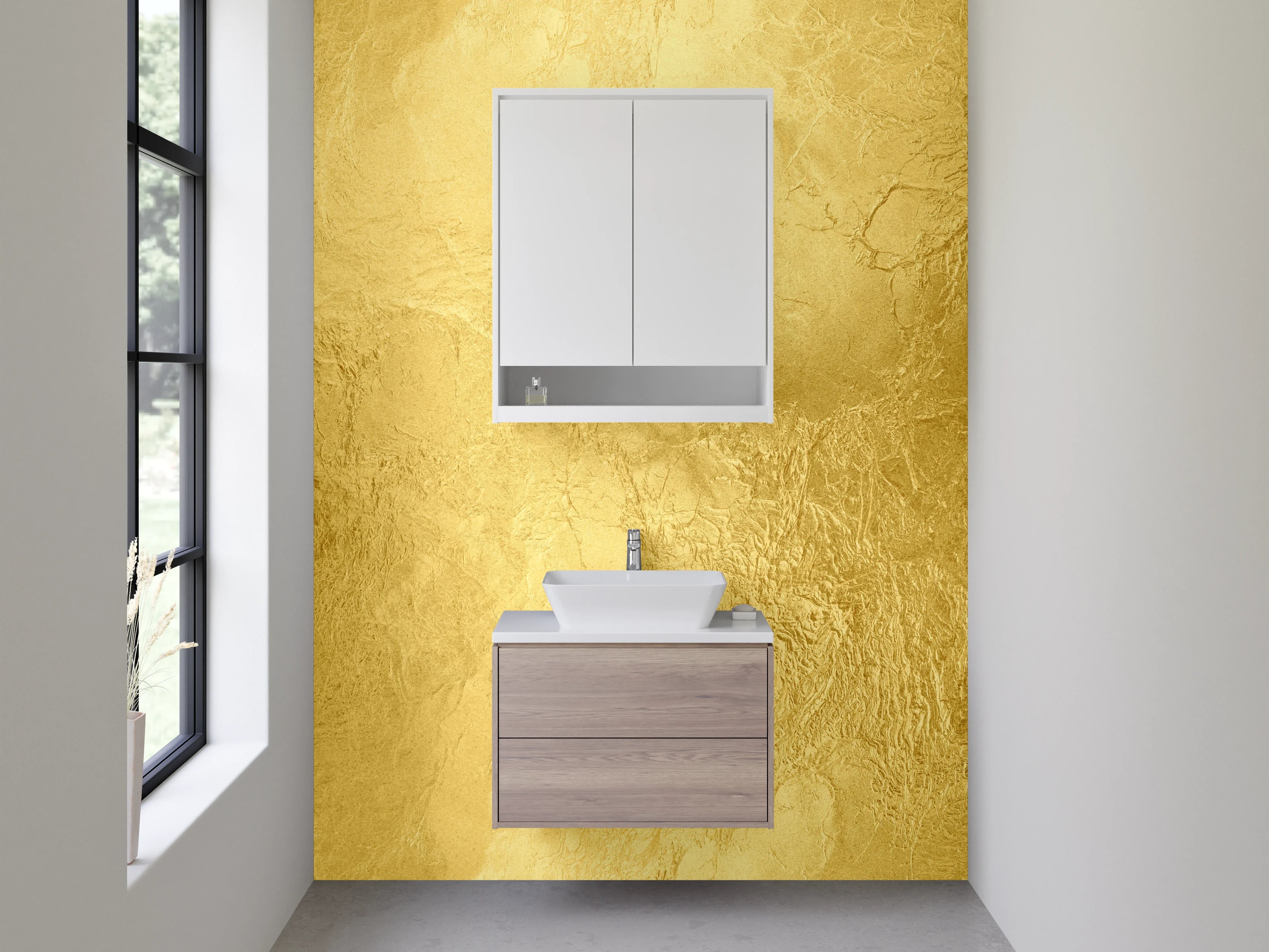 Waschbecken-Rückwand - Goldene Struktur Optik