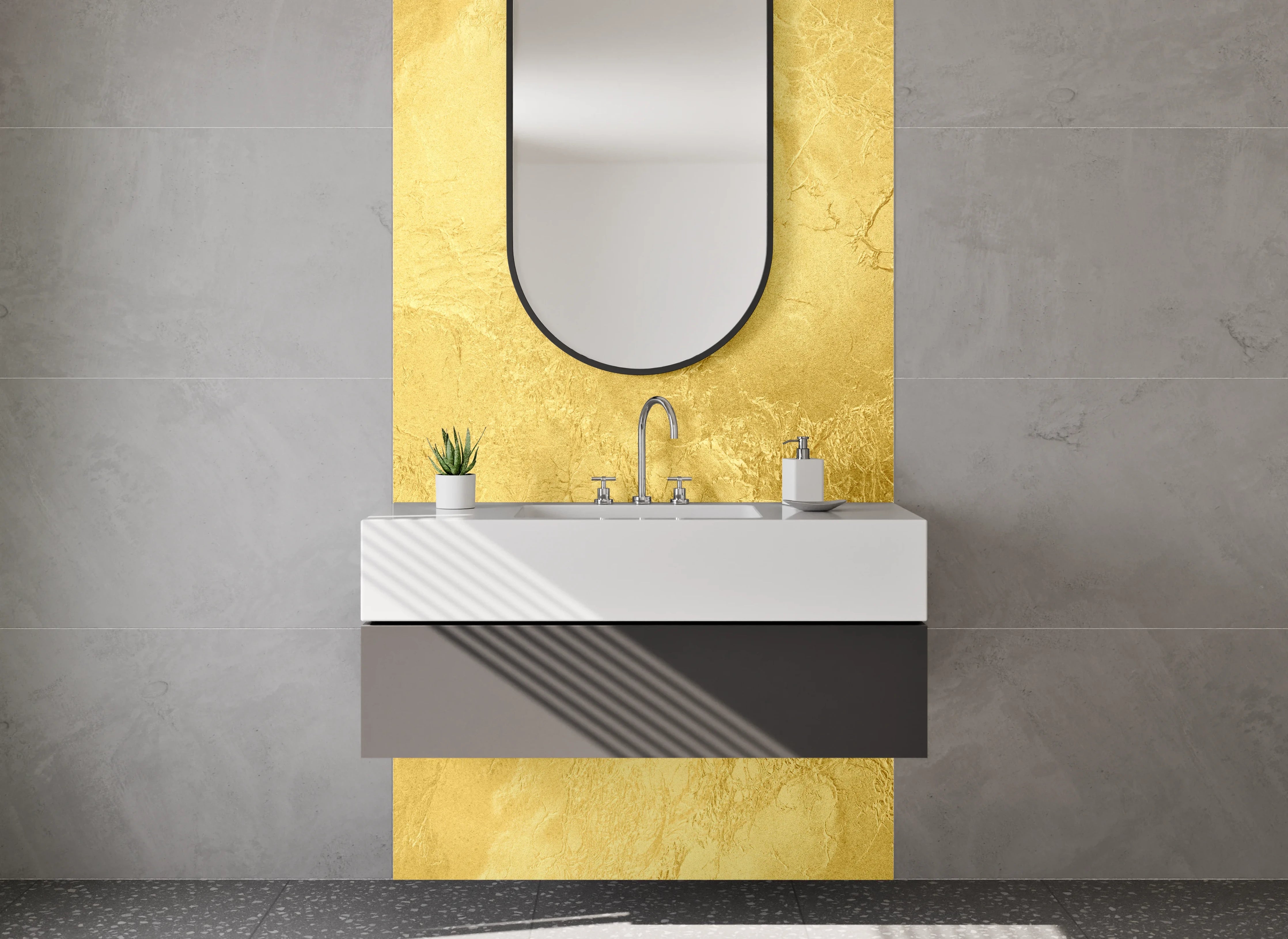 Waschbecken-Rückwand - Goldene Struktur Optik