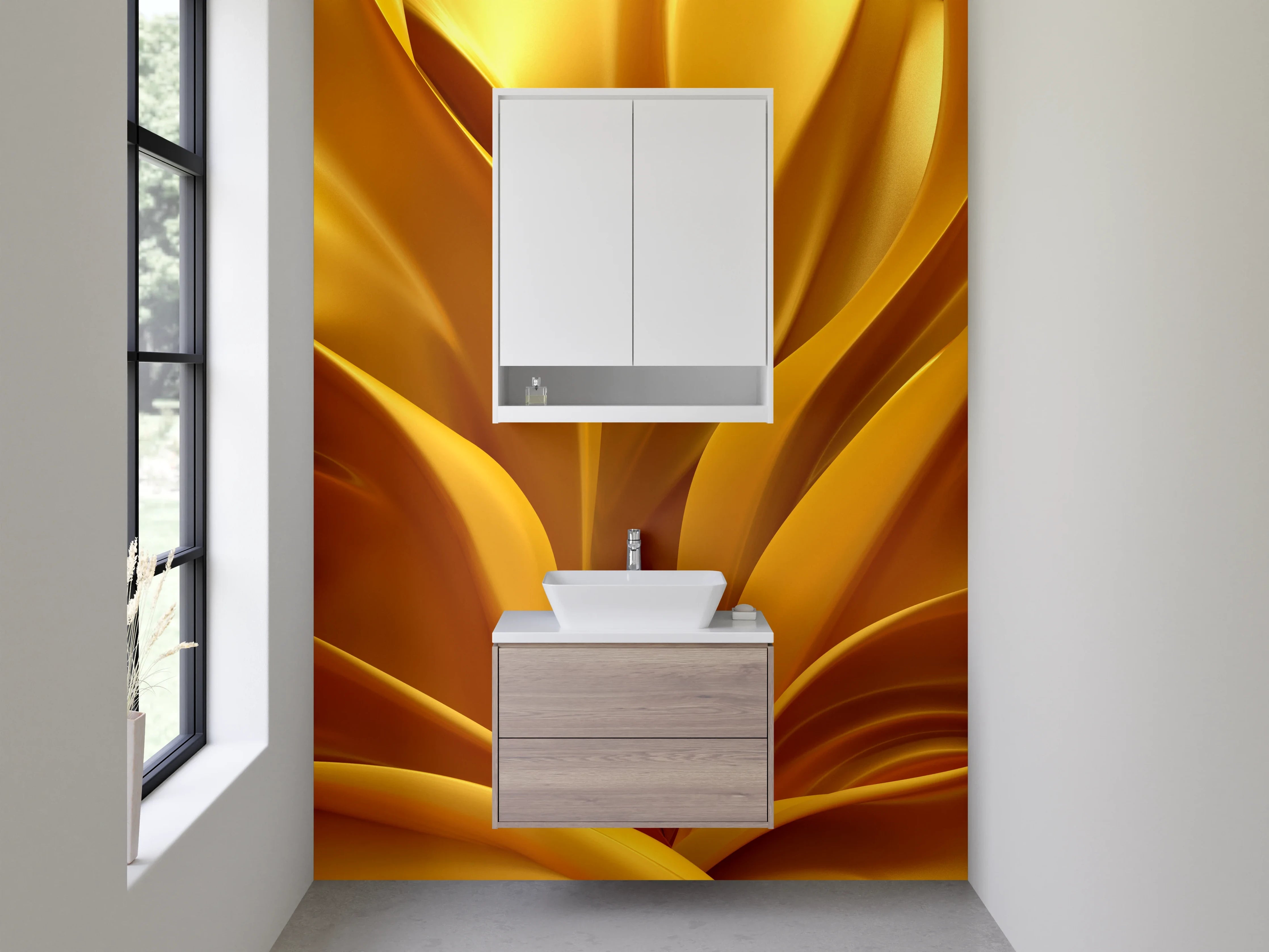 Waschbecken-Rückwand - Goldene abstrakte Kunst Wanddeko