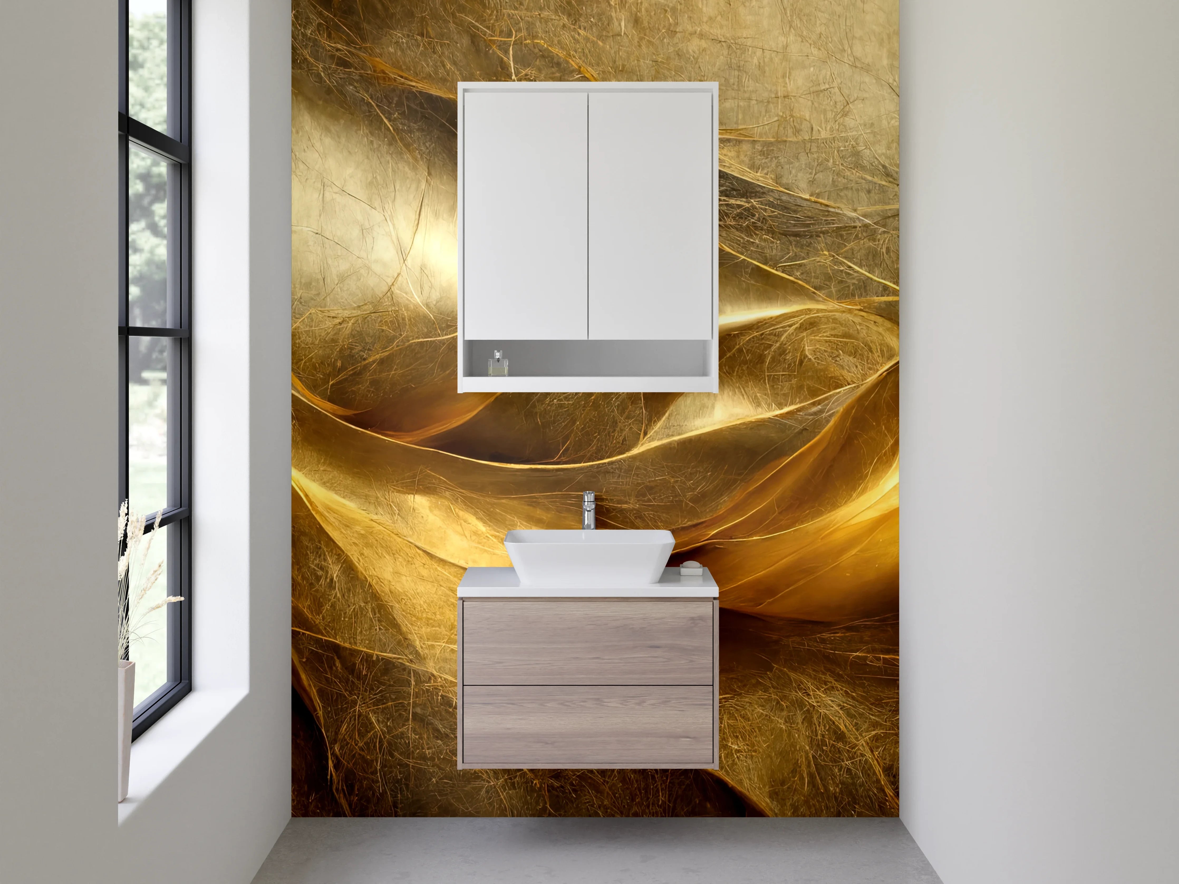 Waschbecken-Rückwand - Goldene abstrakte Struktur Kunstmotiv