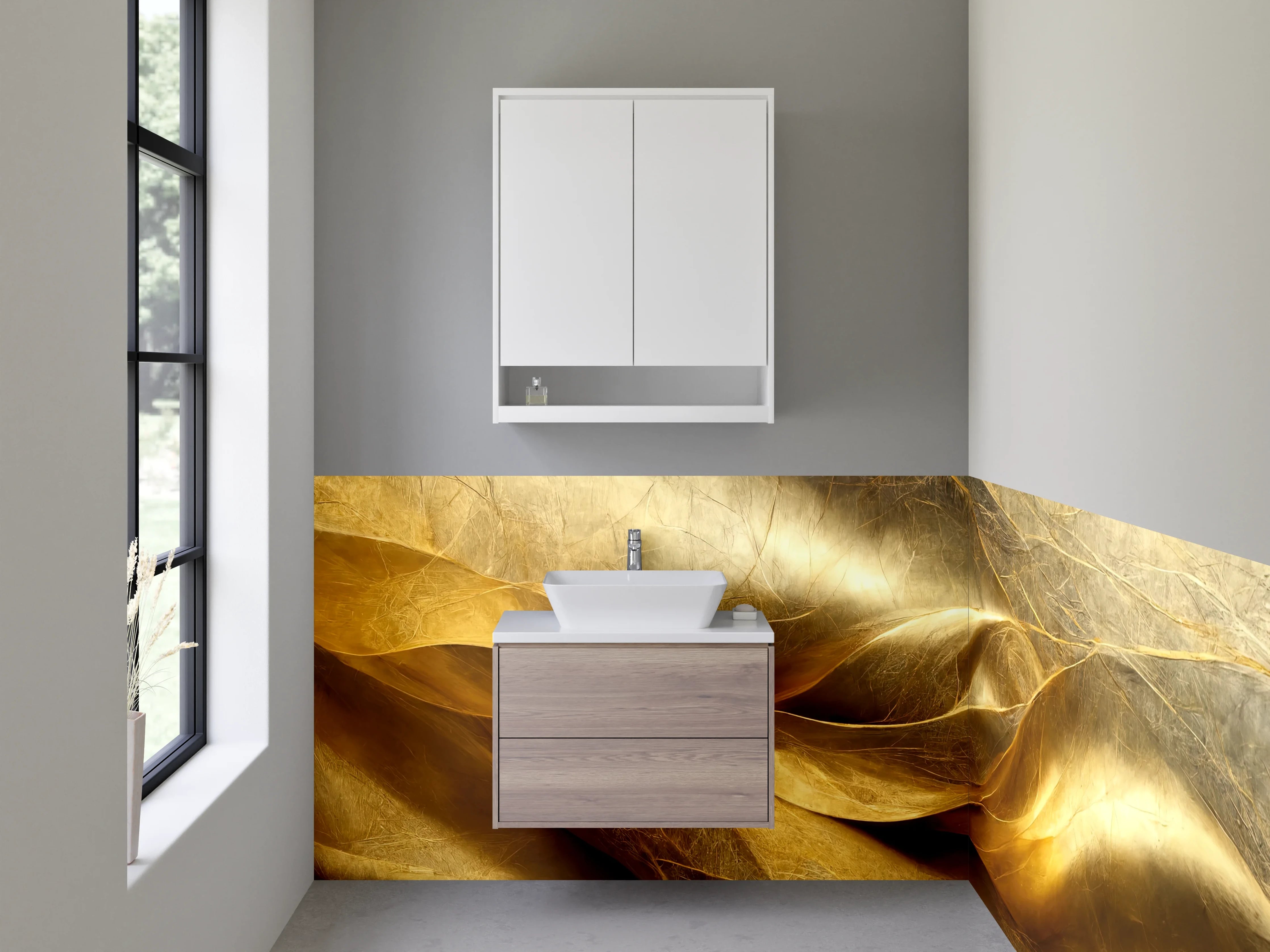 Waschbecken-Rückwand - Goldene abstrakte Struktur Kunstmotiv