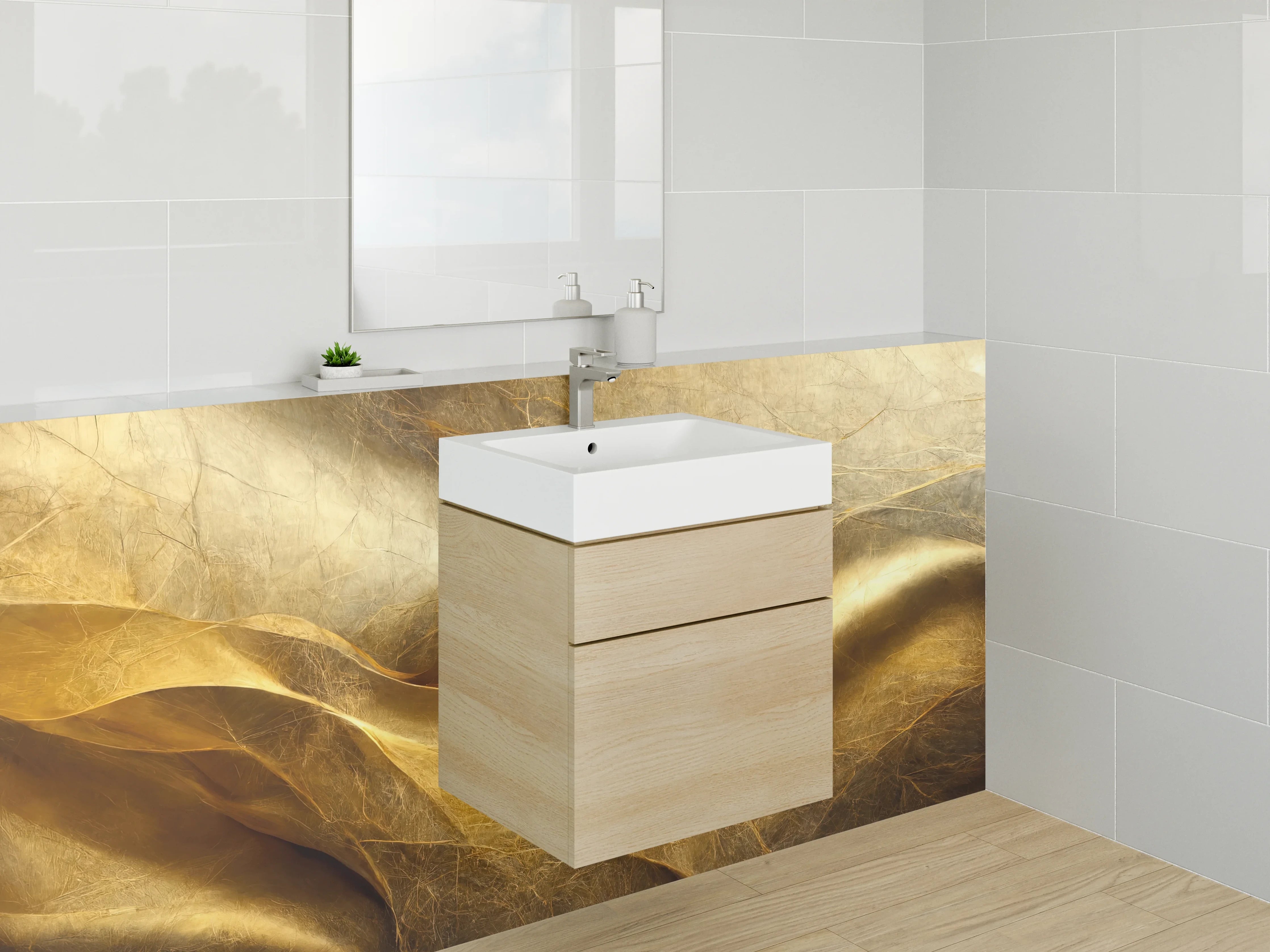 Waschbecken-Rückwand - Goldene abstrakte Struktur Kunstmotiv
