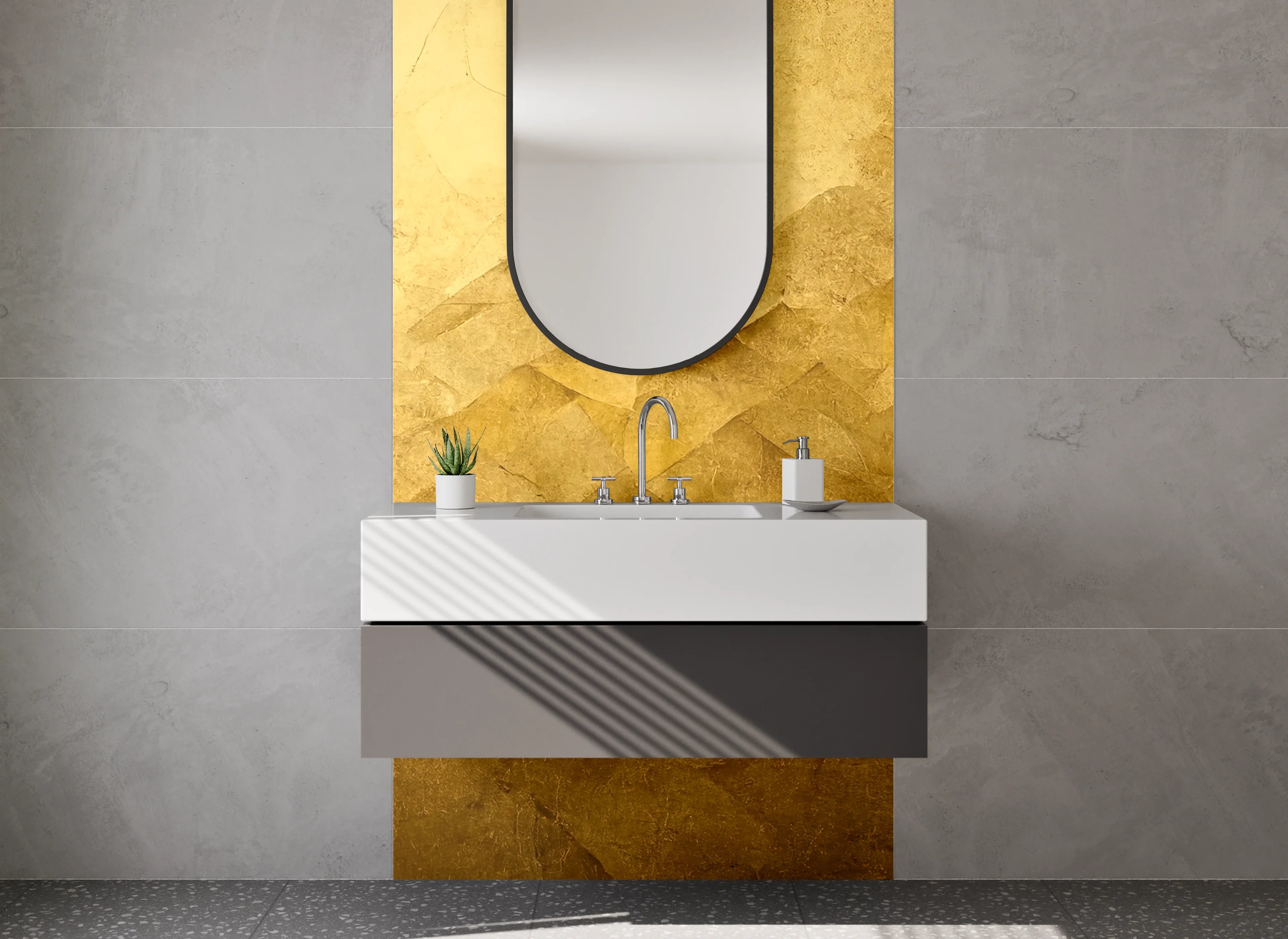 Waschbecken-Rückwand - Goldene abstrakte Struktur