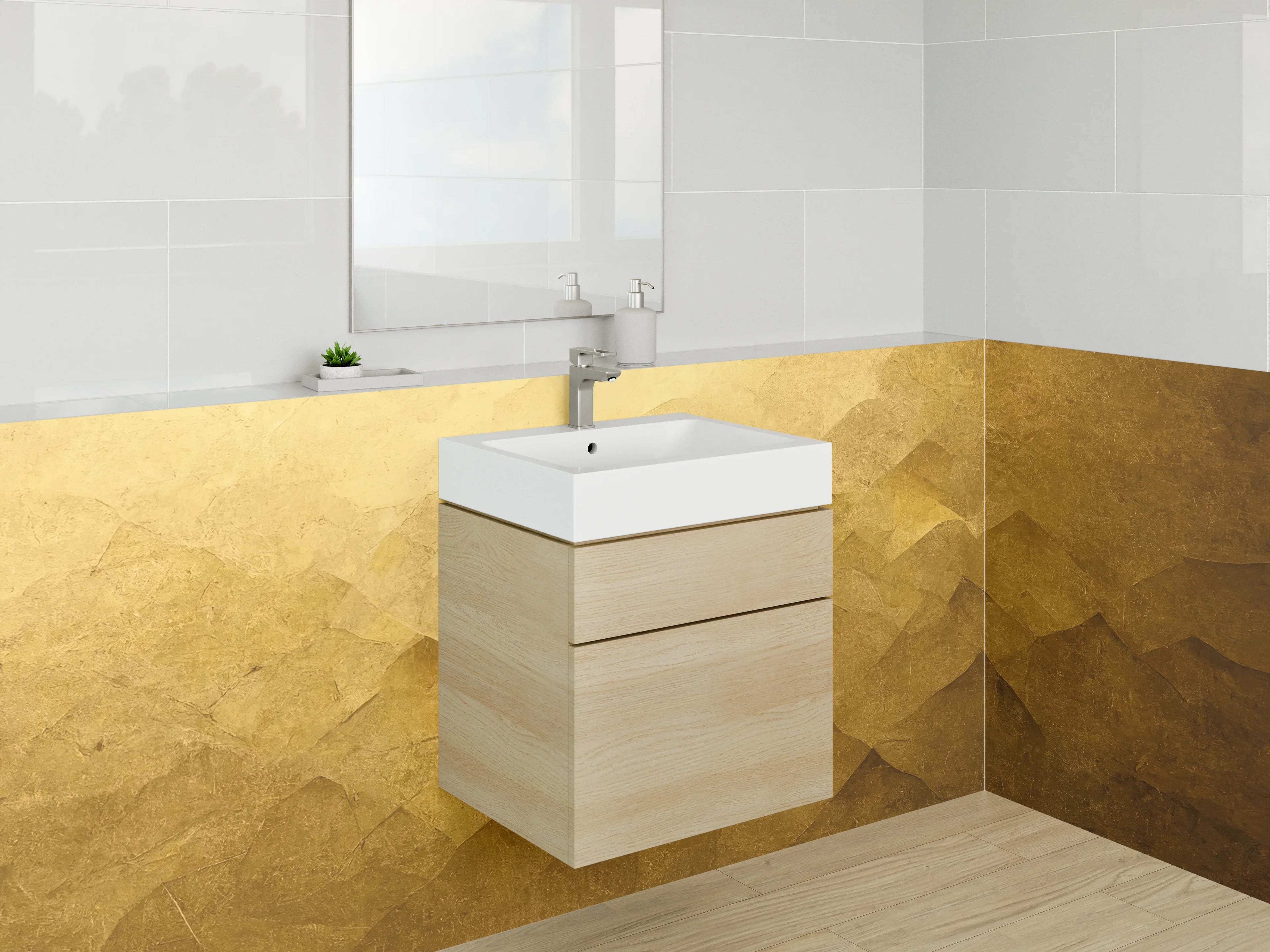 Waschbecken-Rückwand - Goldene abstrakte Struktur