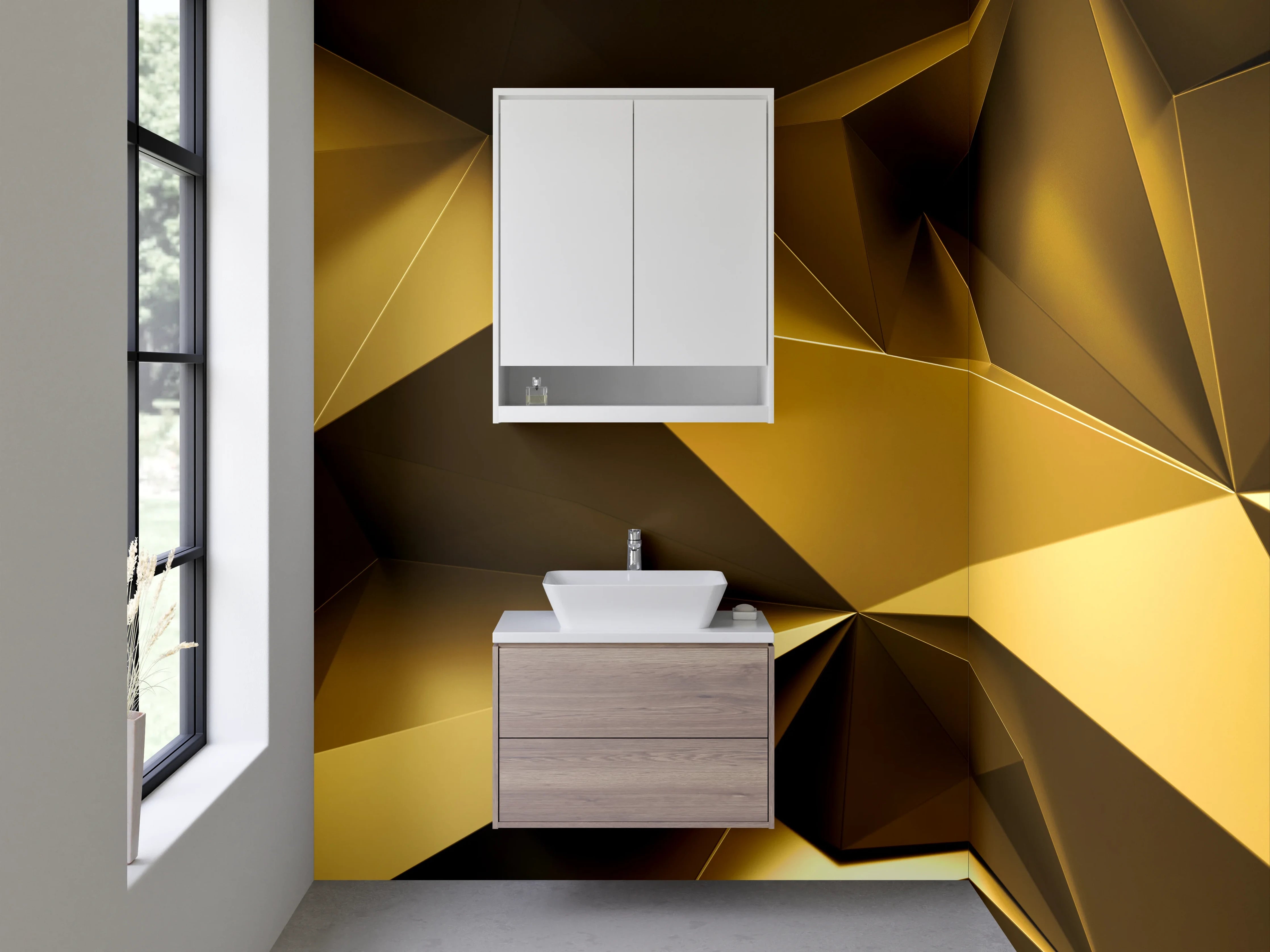 Waschbecken-Rückwand - Goldene geometrische Abstraktion