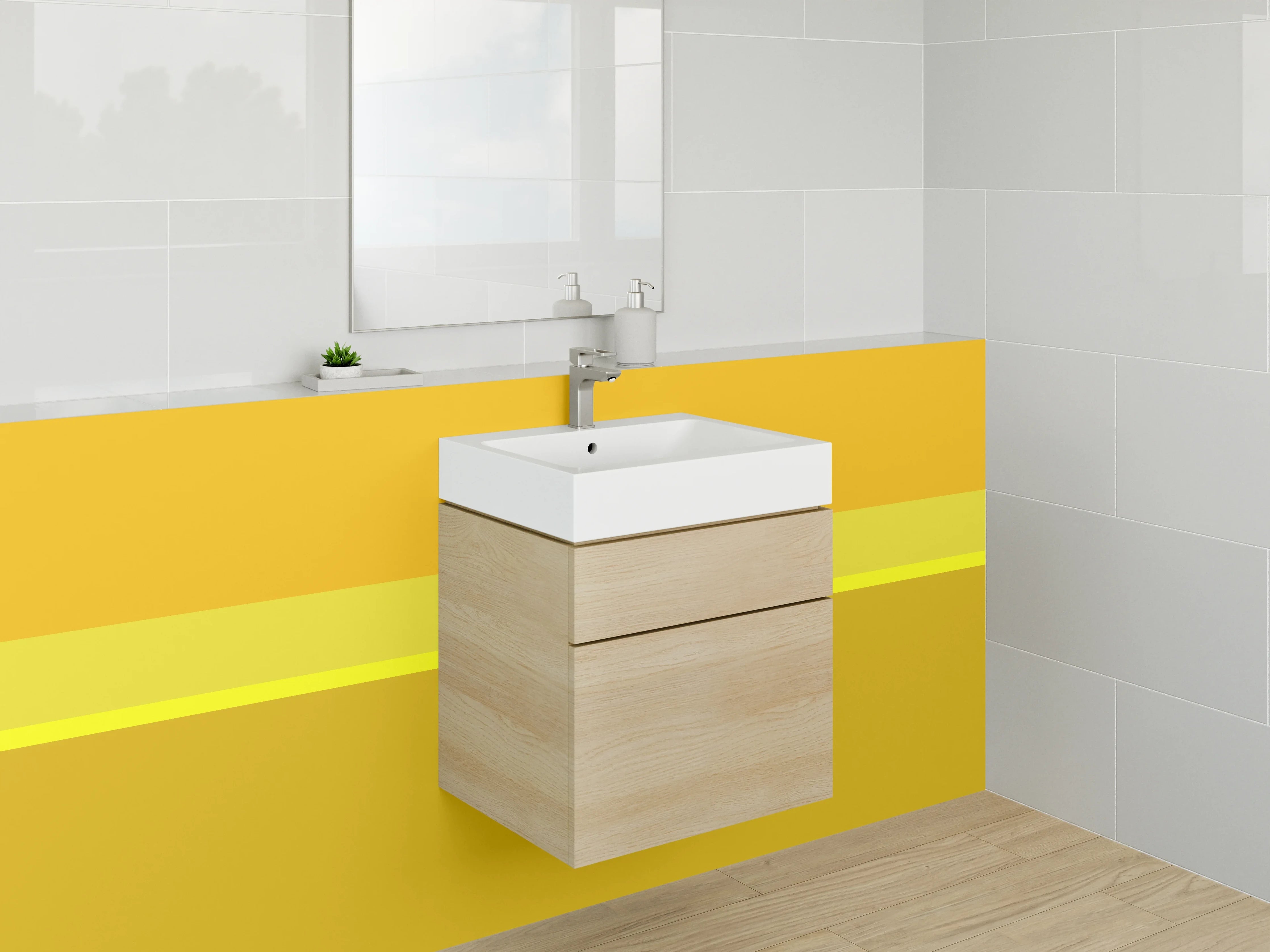 Waschbecken-Rückwand - Goldene und Erdtöne Farbkombination