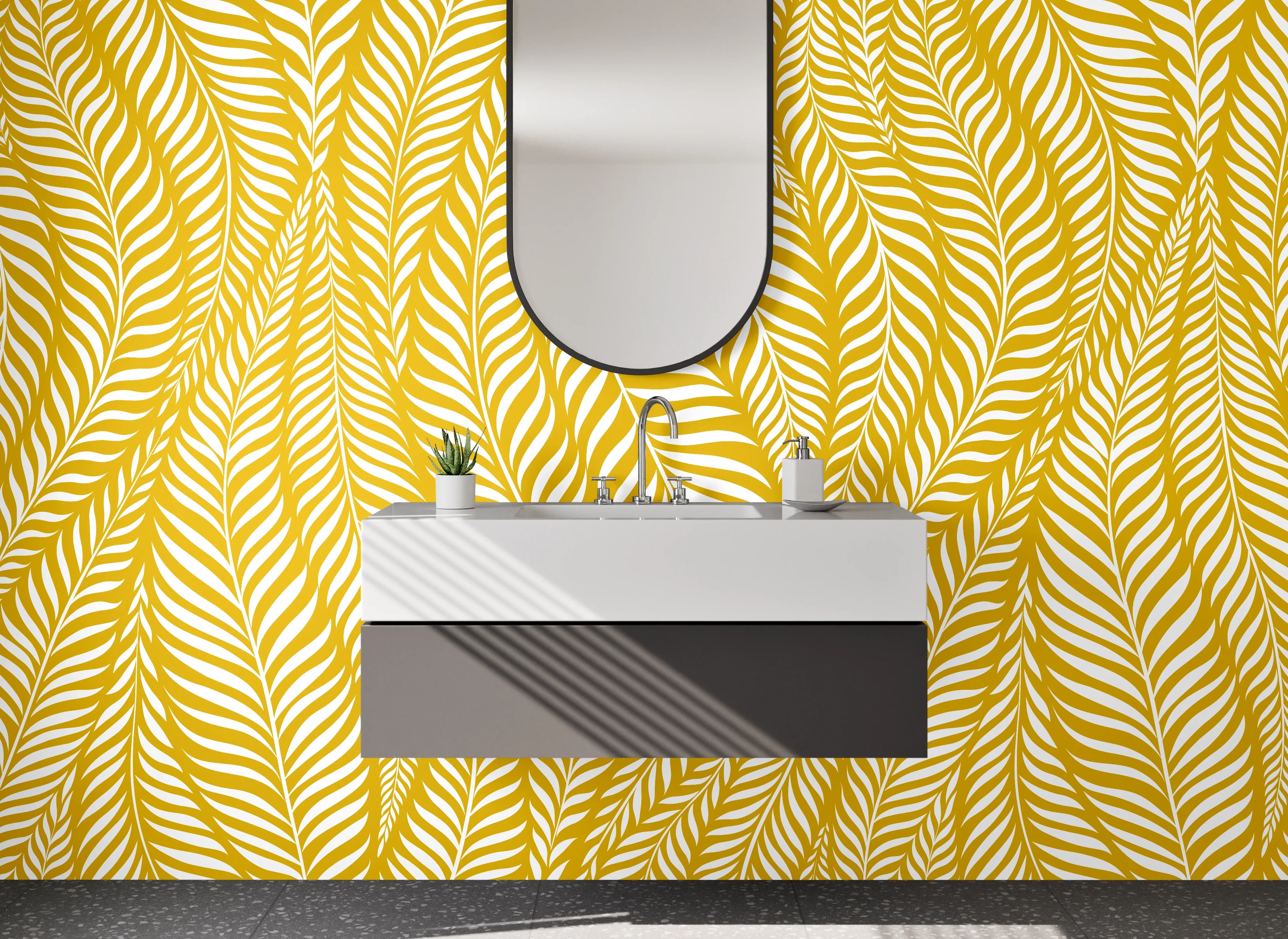 Waschbecken-Rückwand - Goldenes Blätter-Muster modern