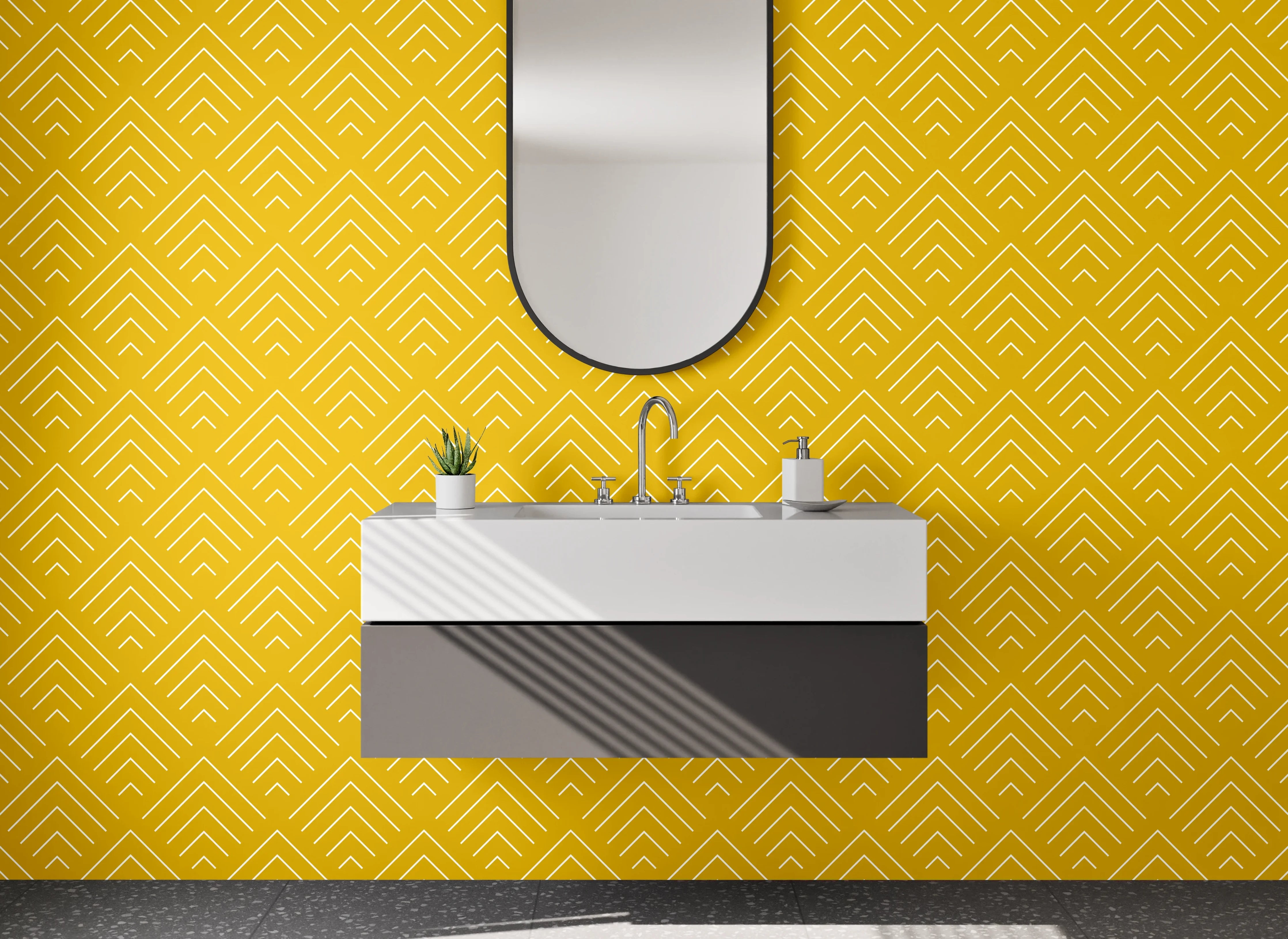 Waschbecken-Rückwand - Goldgelbes Art Deco Muster