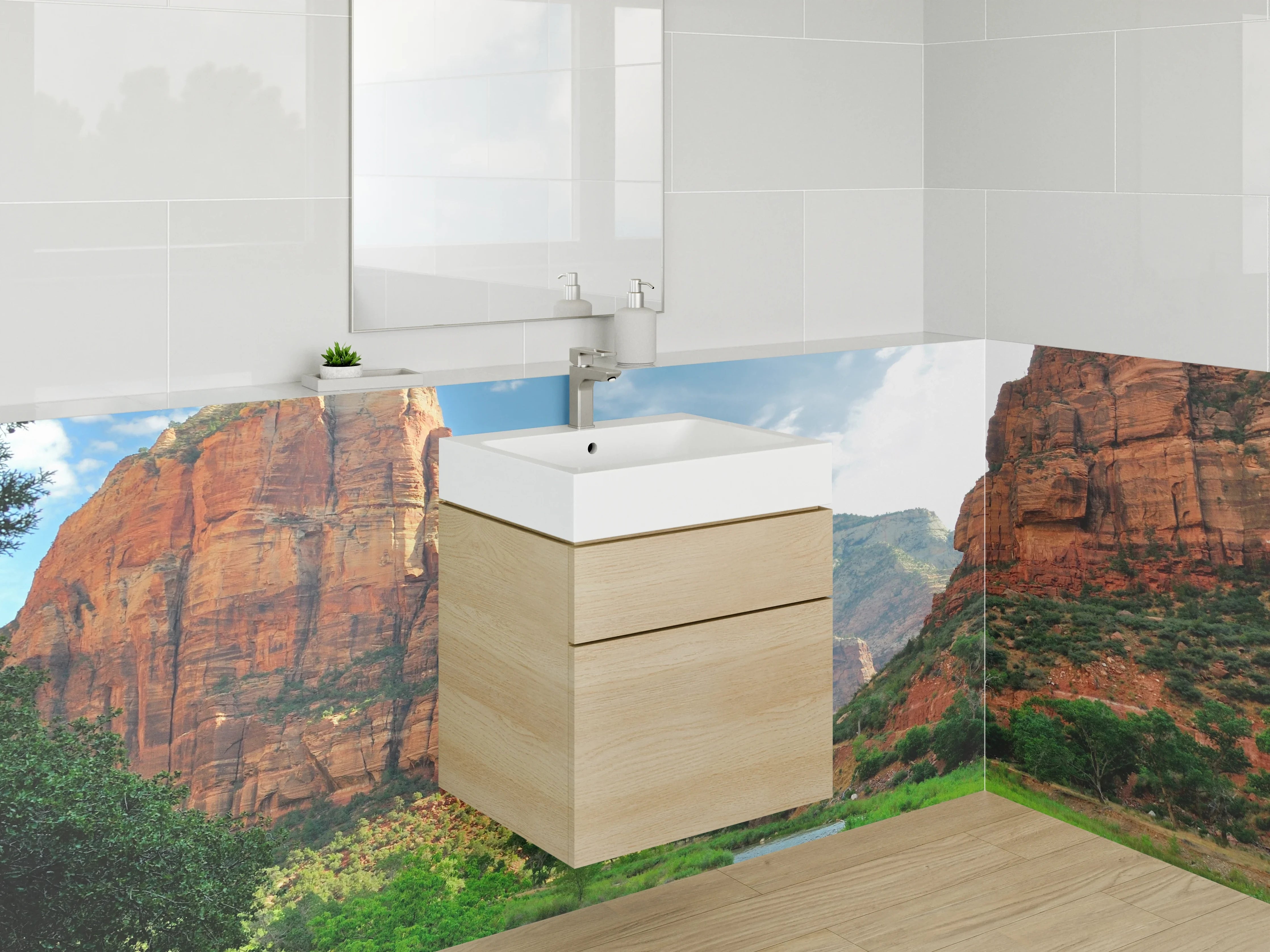 Waschbecken-Rückwand - Grandiose Canyonlandschaft mit Fluss
