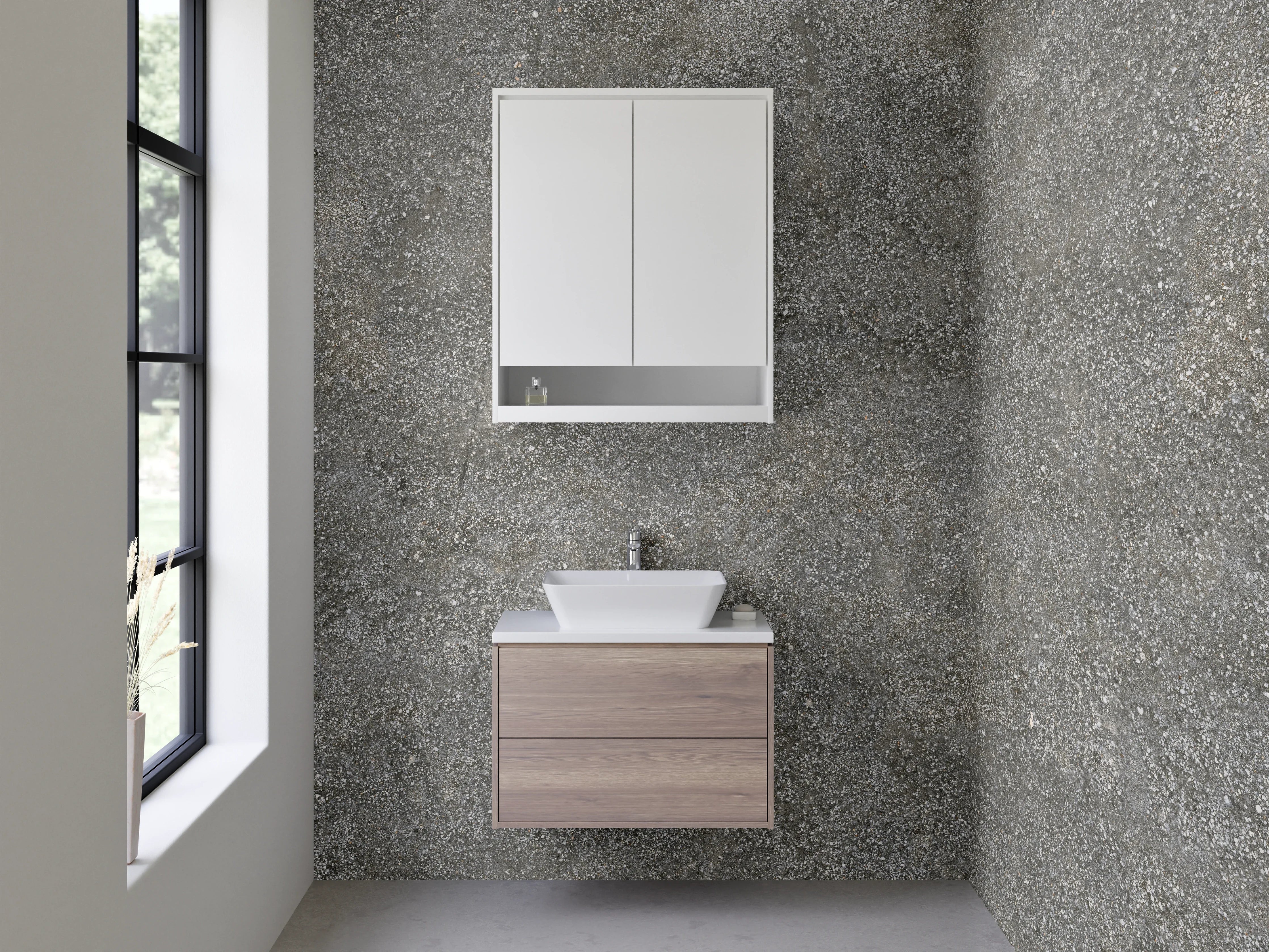 Waschbecken-Rückwand - Granitoptik Grau Anthrazit Fliesen