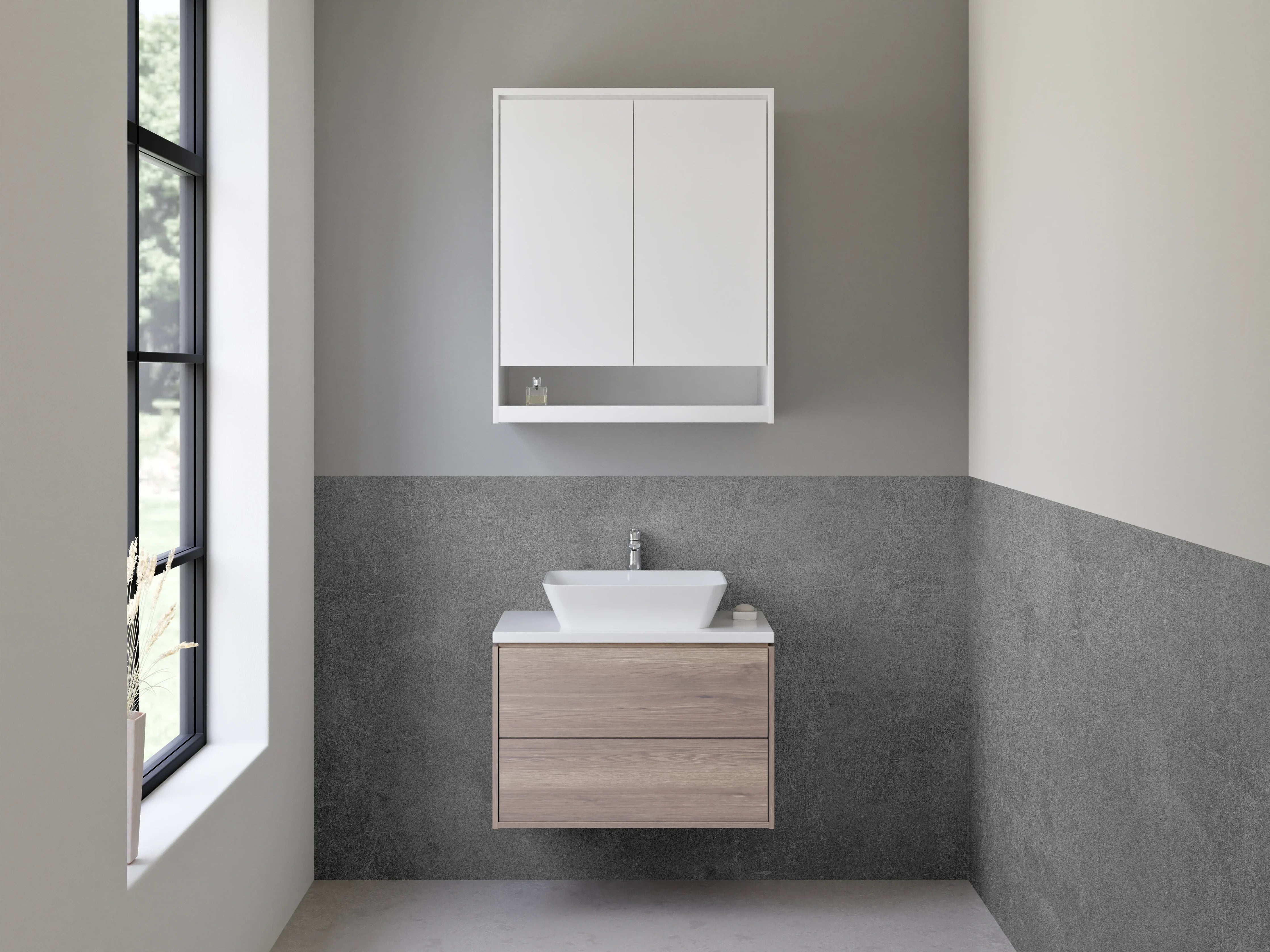 Waschbecken-Rückwand - Grau strukturierte Betonwand