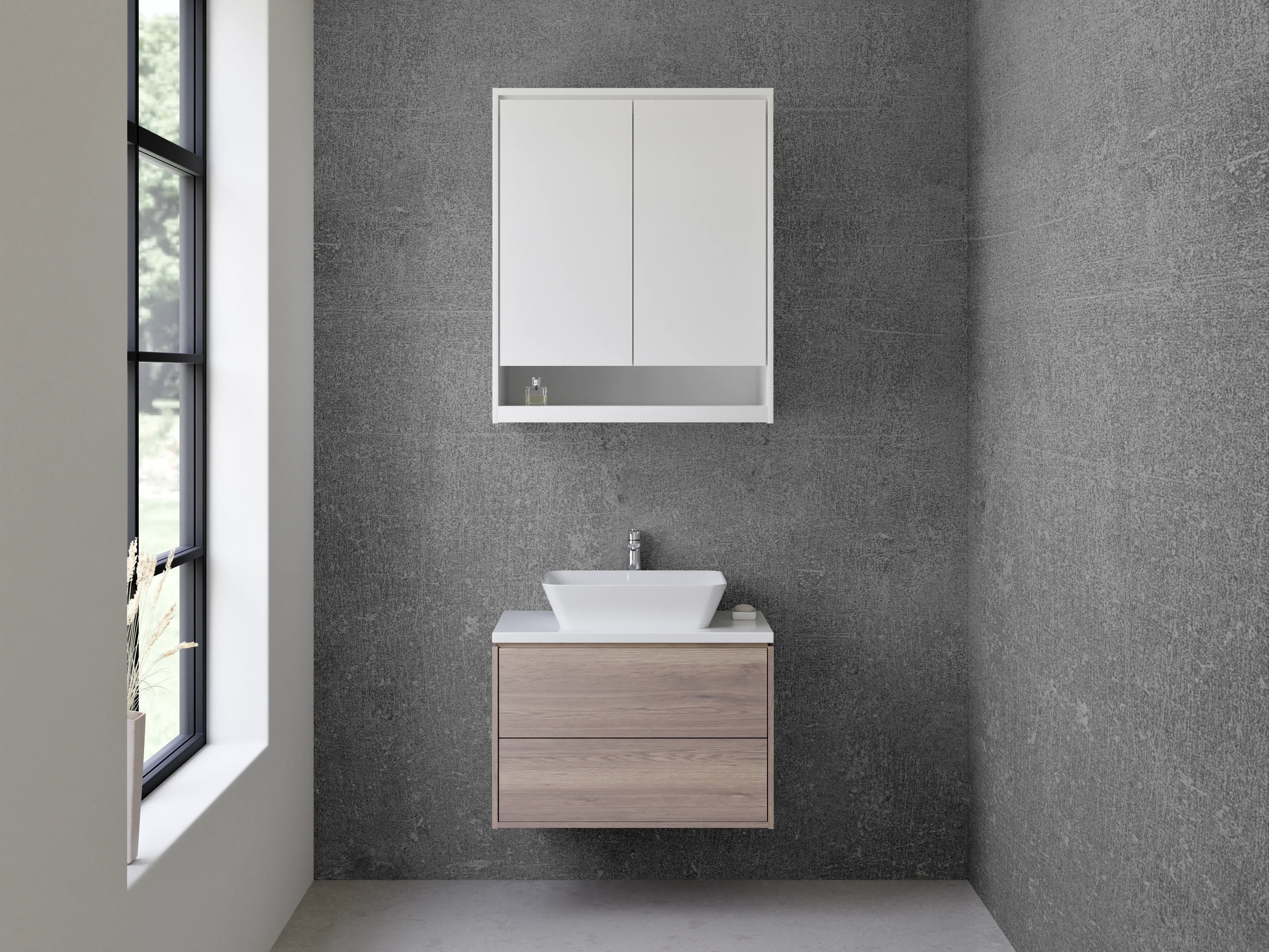 Waschbecken-Rückwand - Grau strukturierte Betonwand