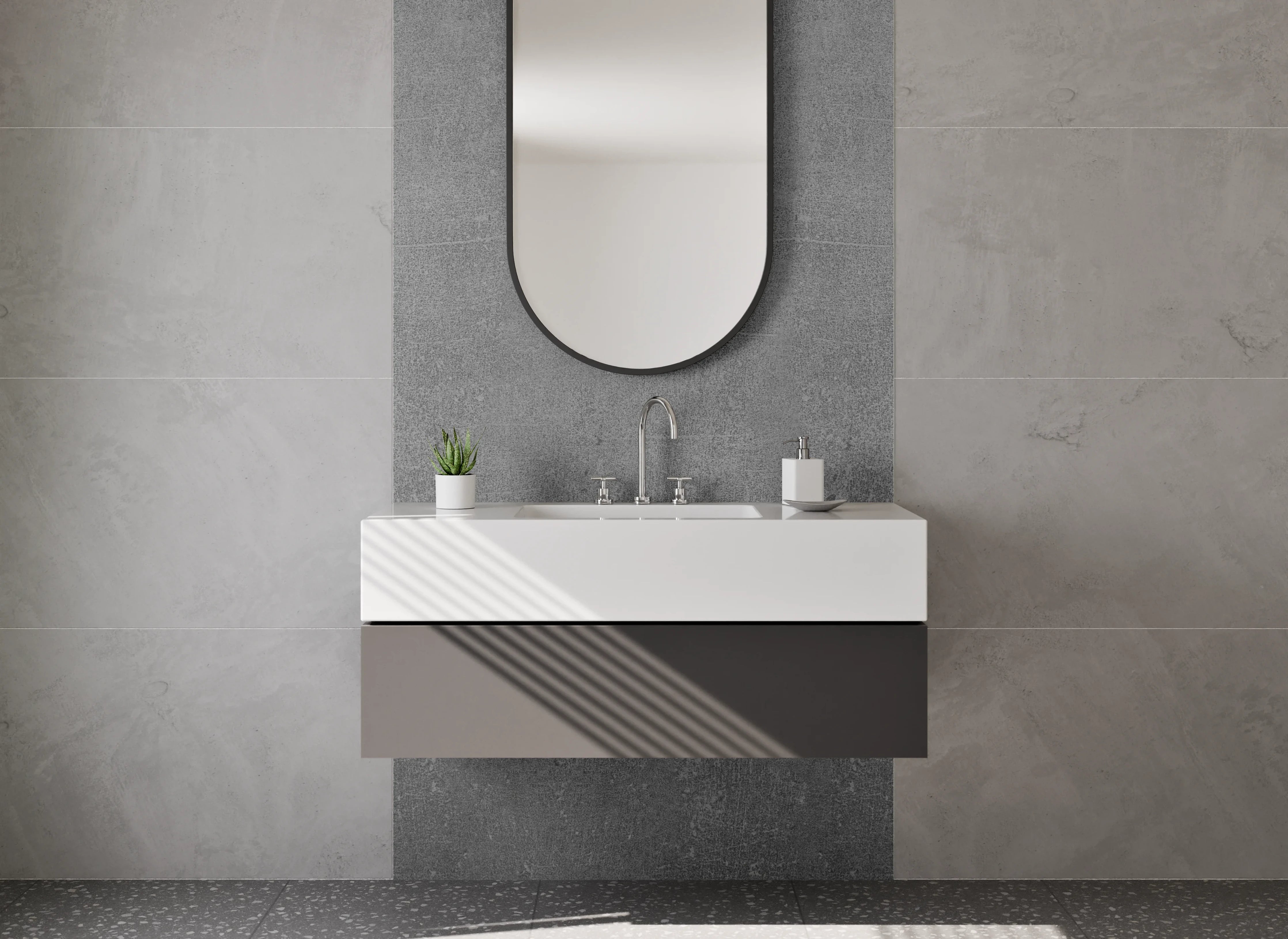 Waschbecken-Rückwand - Grau strukturierte Betonwand