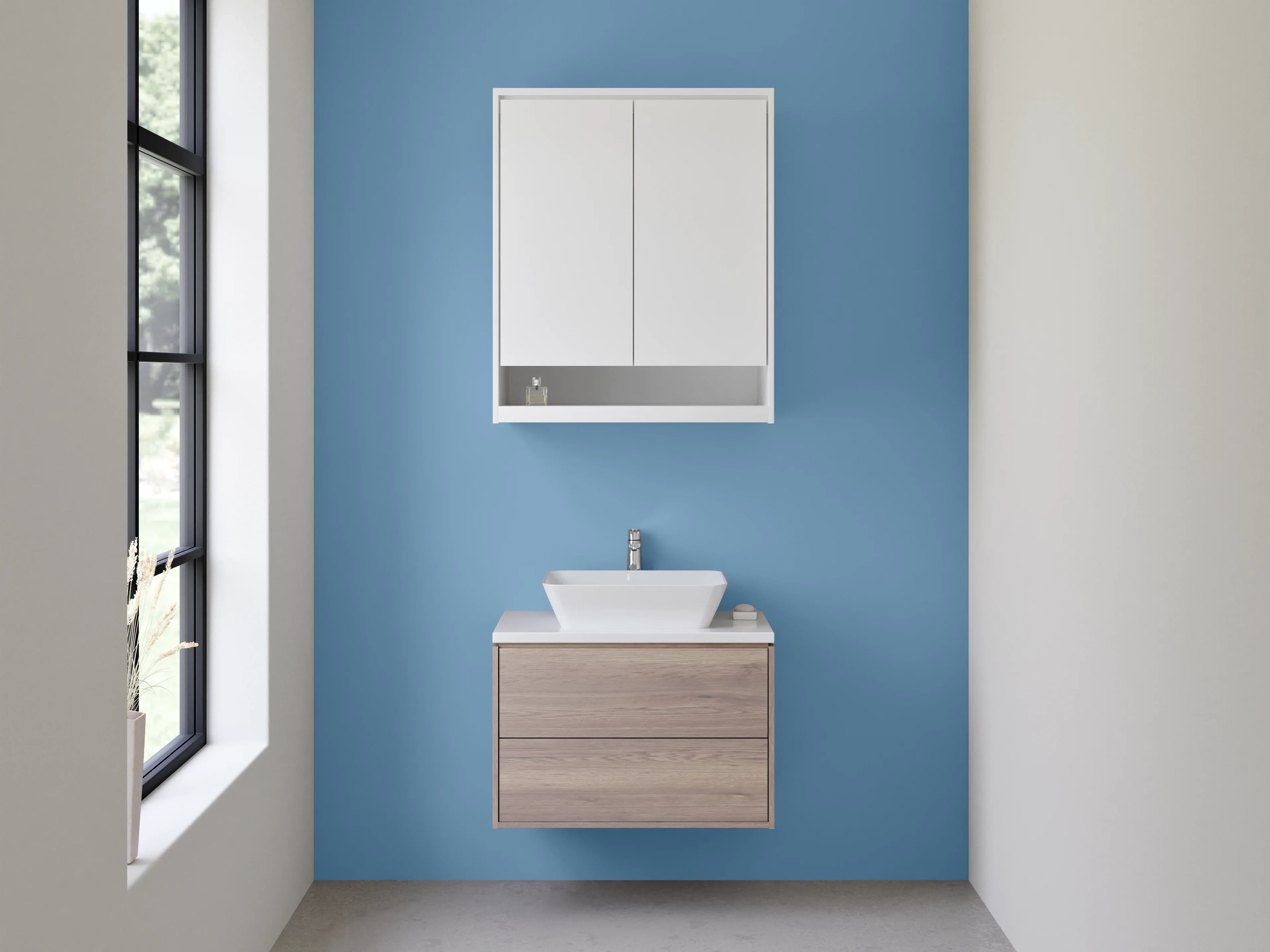 Waschbecken-Rückwand - Graublauer Morgendunst