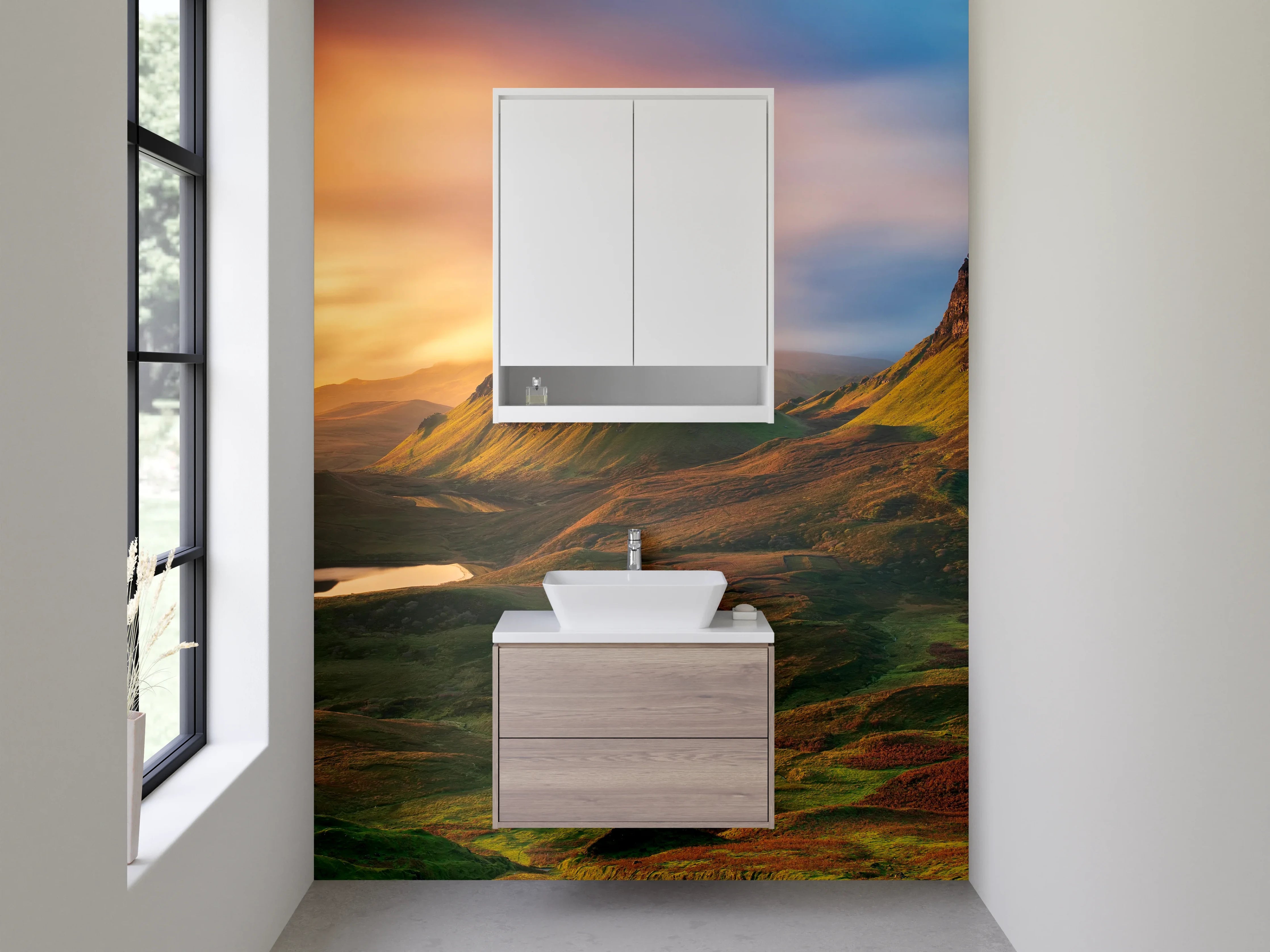 Waschbecken-Rückwand - Graue Akzent-Wand für dein Badezimmer