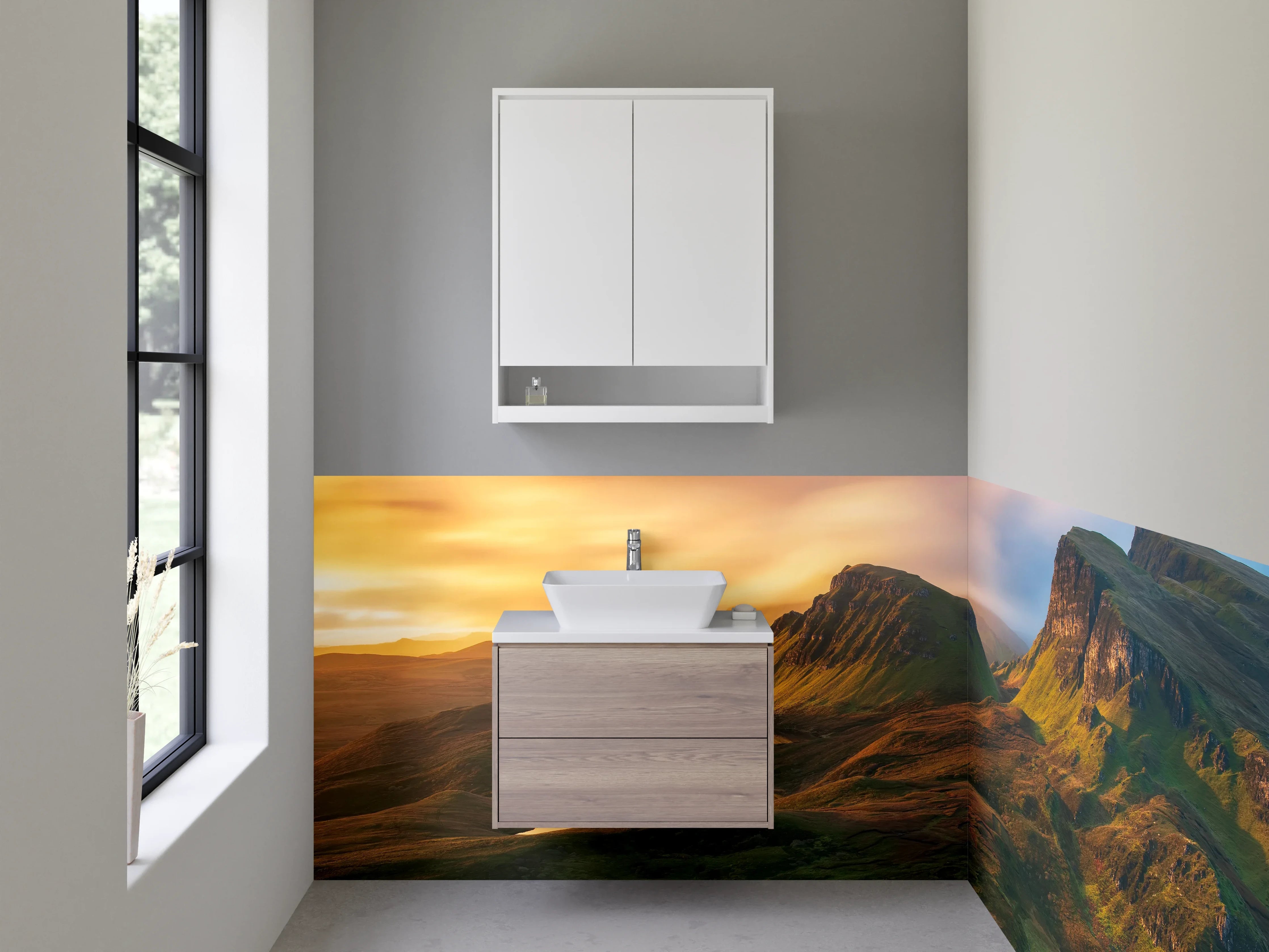 Waschbecken-Rückwand - Graue Akzent-Wand für dein Badezimmer