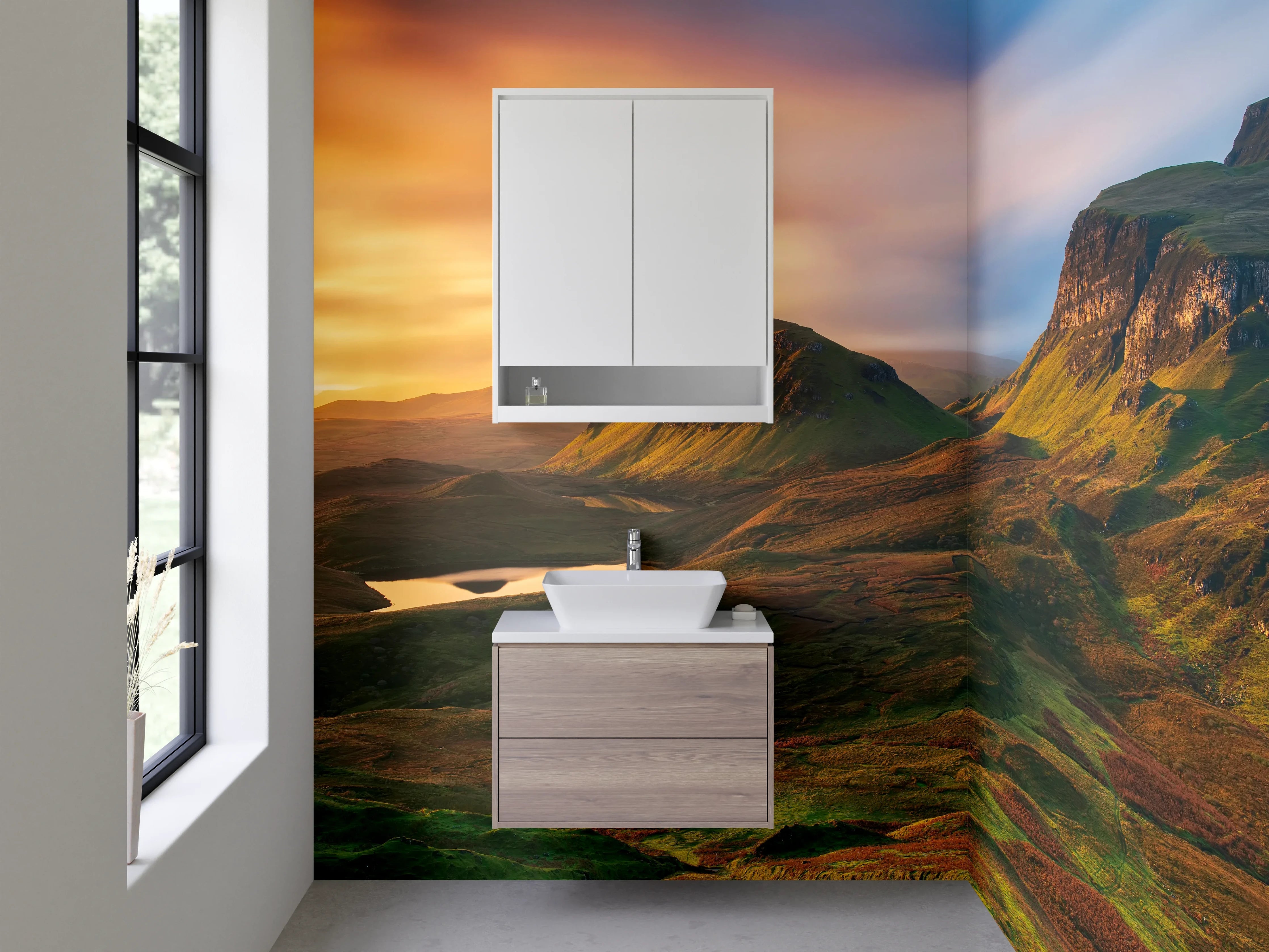 Waschbecken-Rückwand - Graue Akzent-Wand für dein Badezimmer