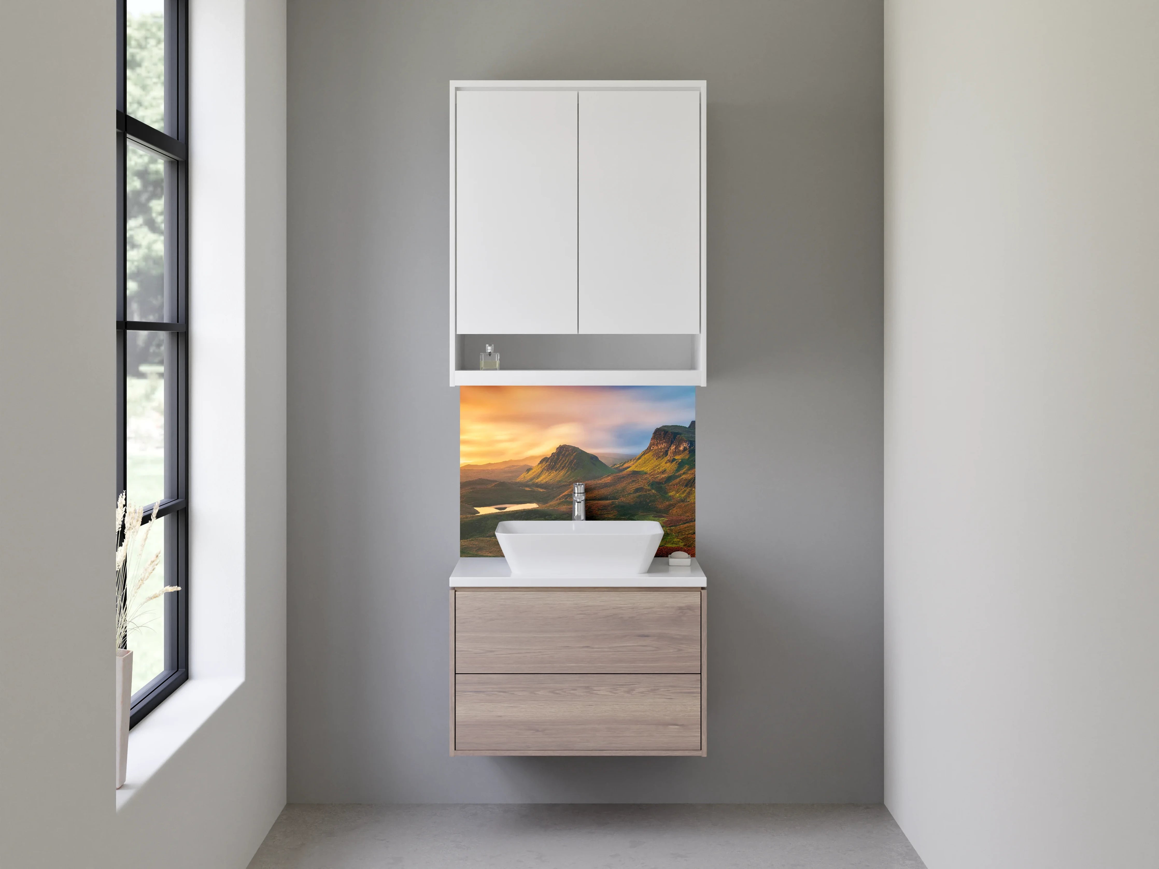 Waschbecken-Rückwand - Graue Akzent-Wand für dein Badezimmer
