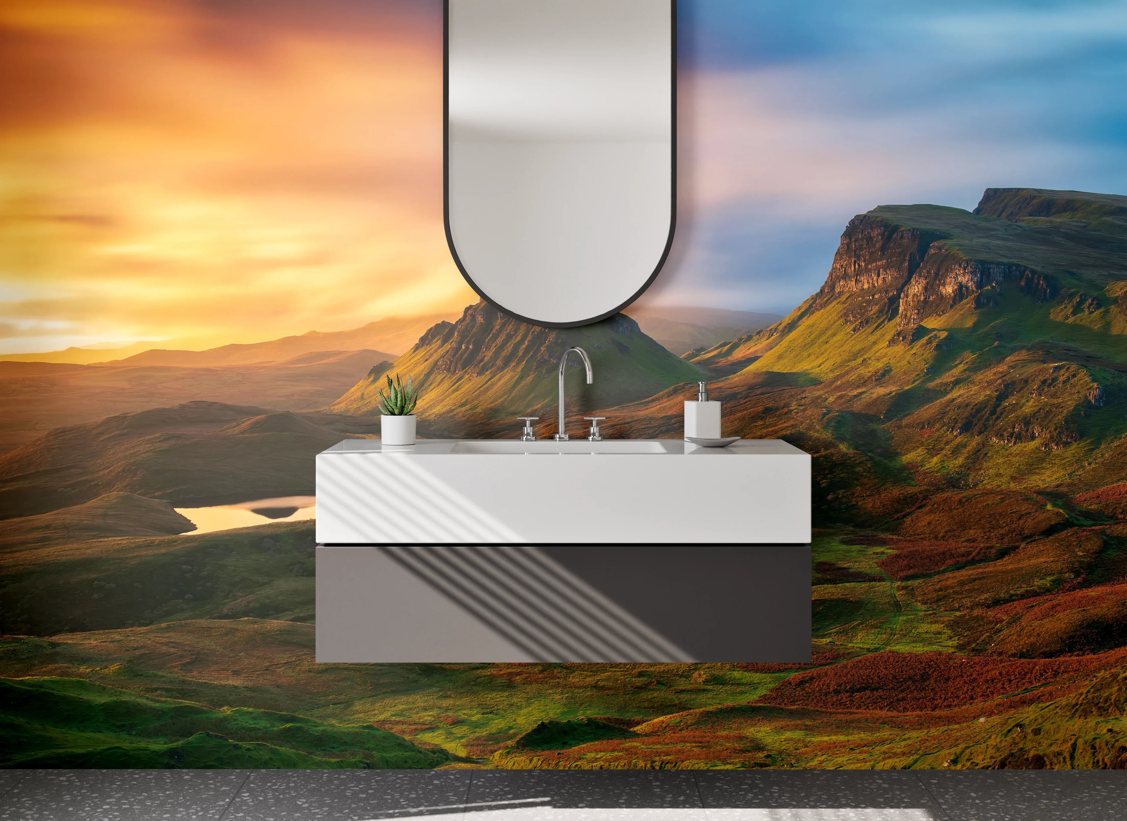 Waschbecken-Rückwand - Graue Akzent-Wand für dein Badezimmer
