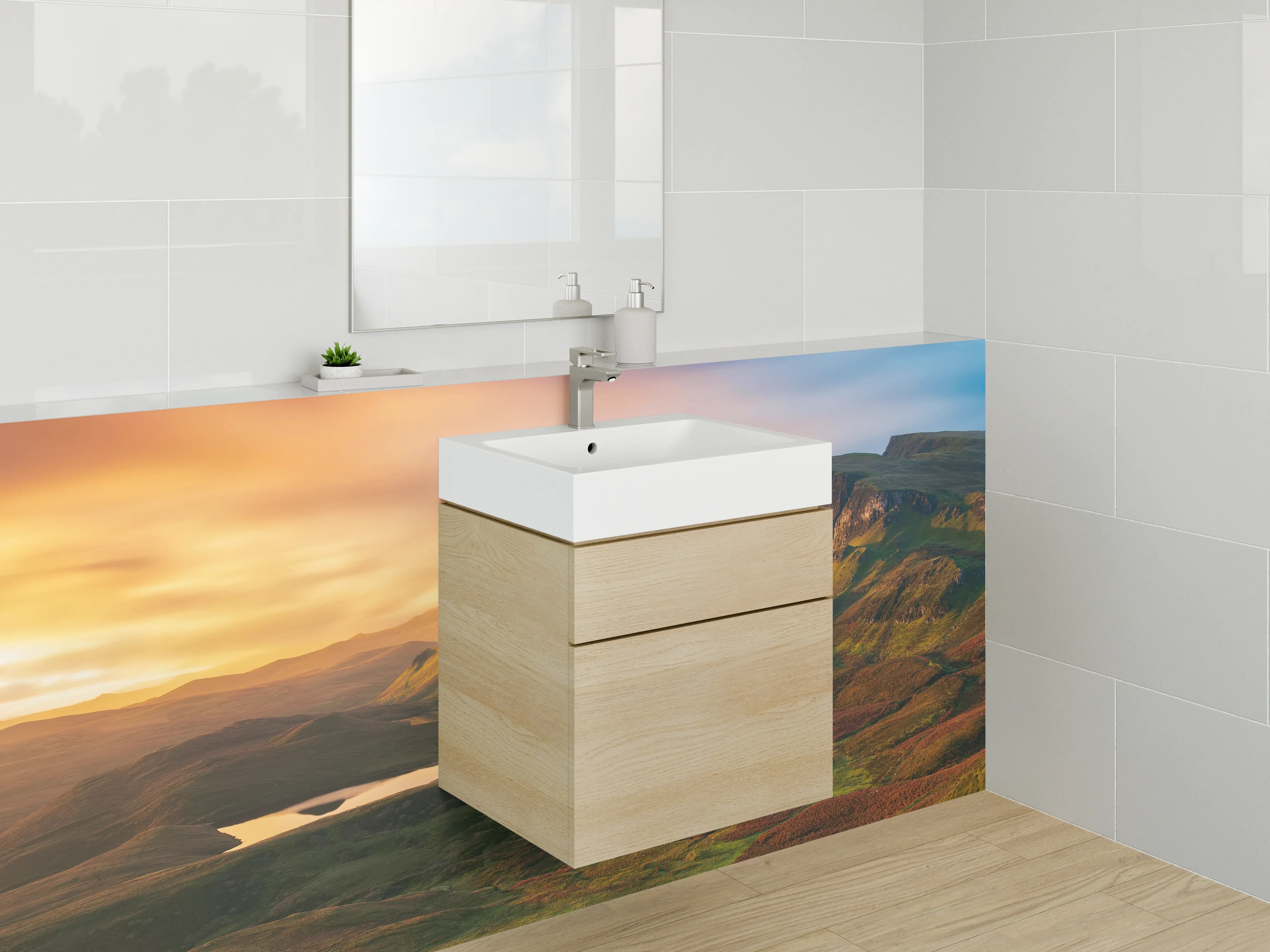 Waschbecken-Rückwand - Graue Akzent-Wand für dein Badezimmer
