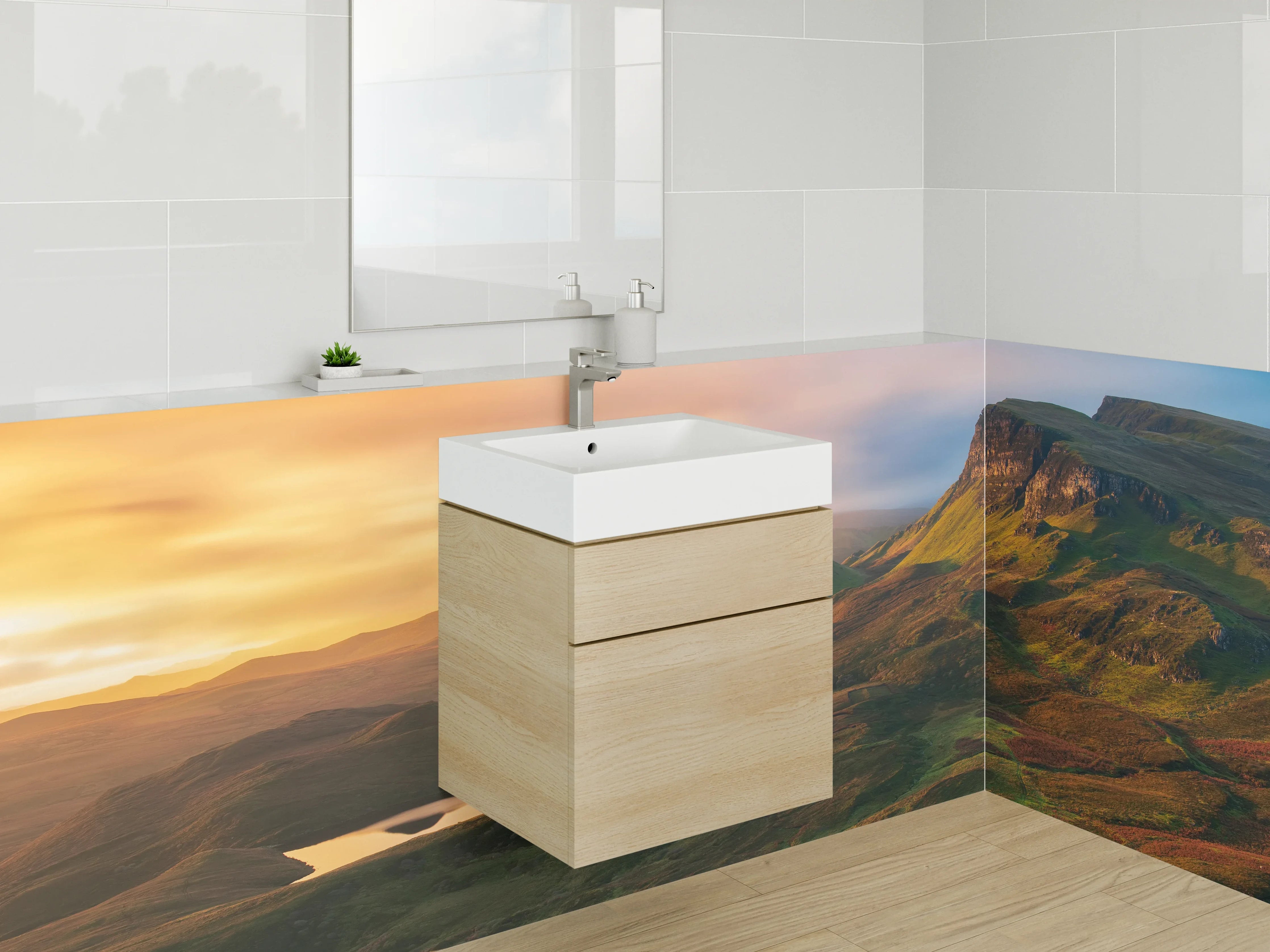 Waschbecken-Rückwand - Graue Akzent-Wand für dein Badezimmer