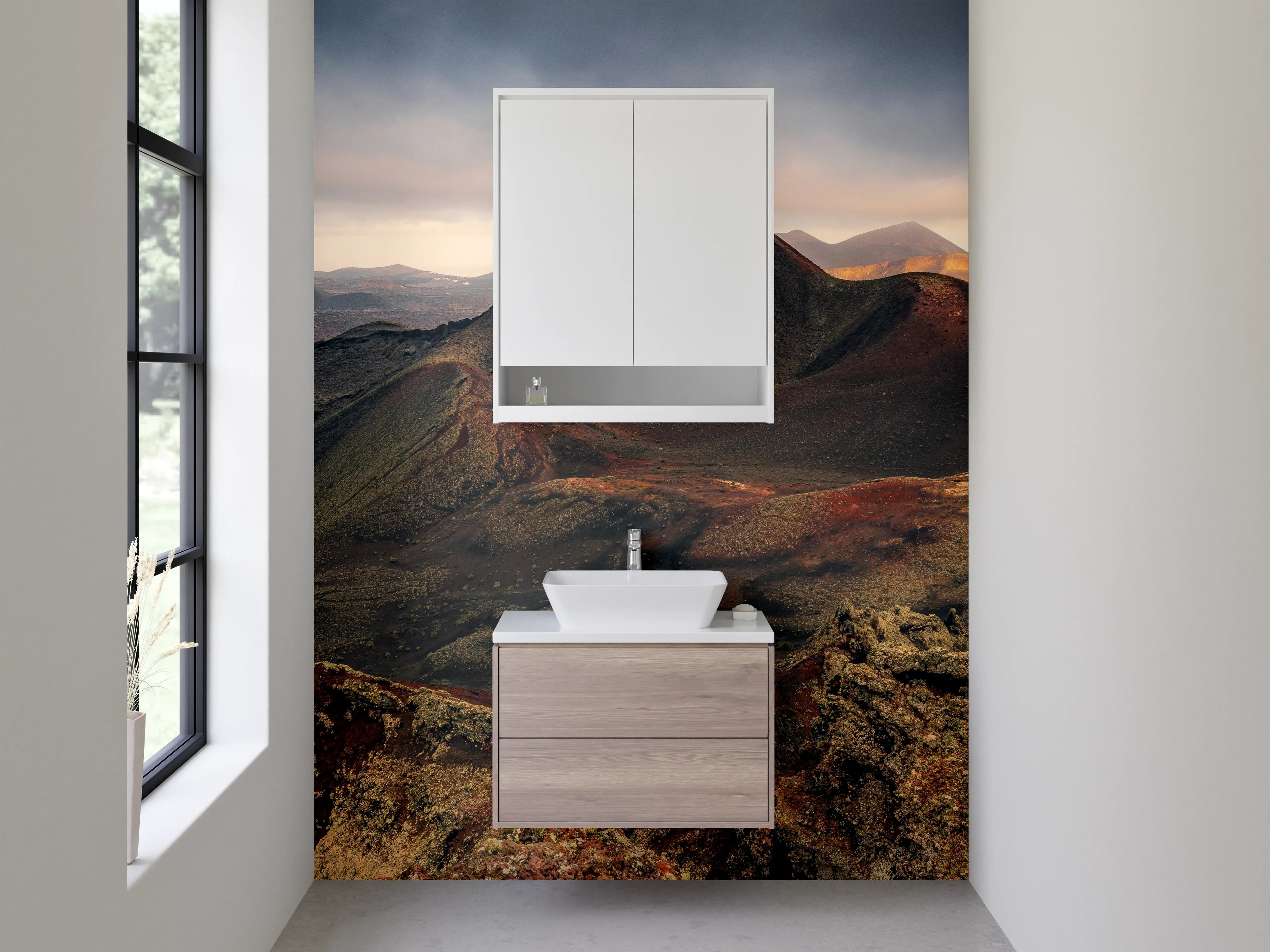 Waschbecken-Rückwand - Graue Akzente für moderne Badezimmer-Wand