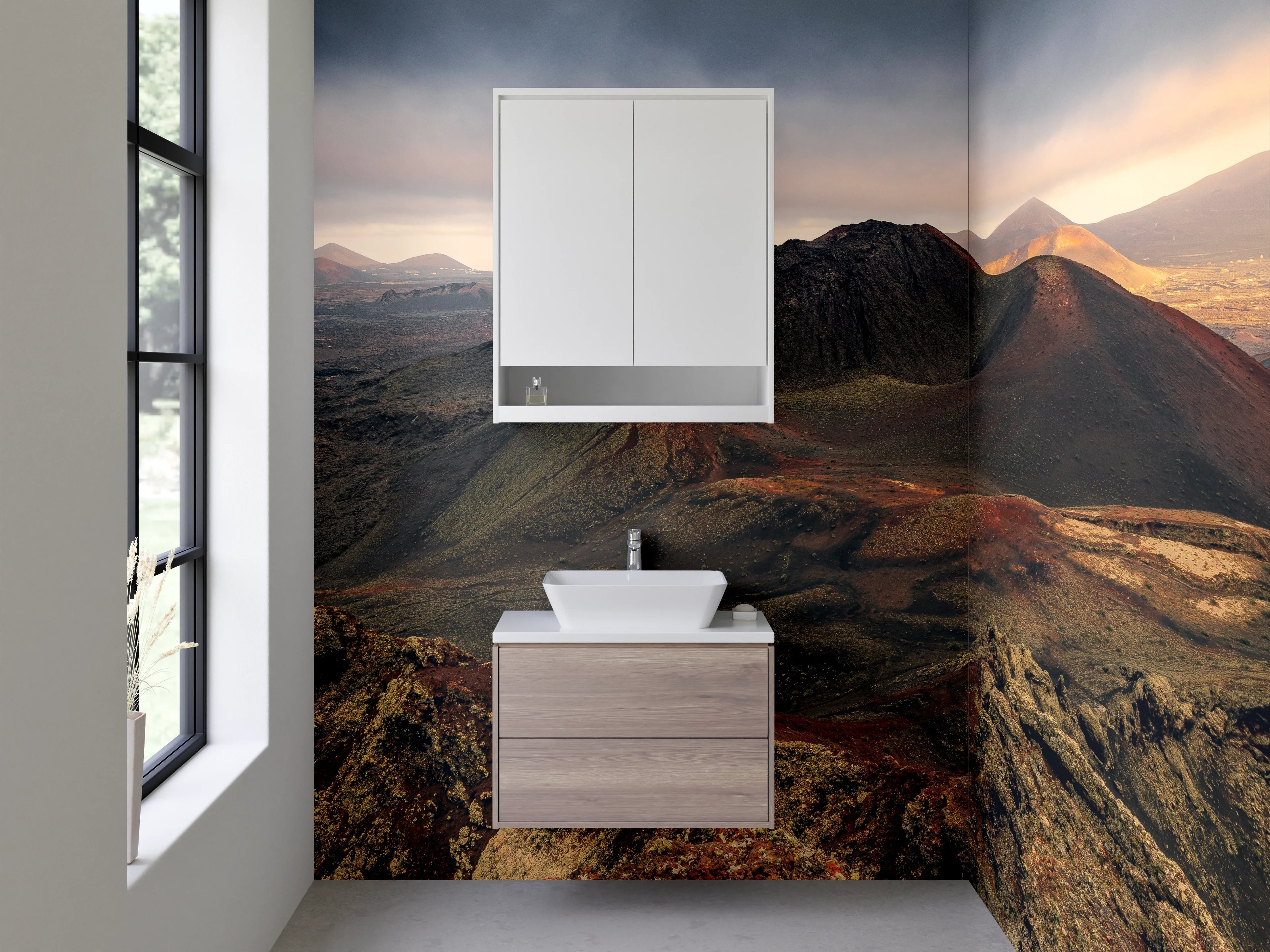 Waschbecken-Rückwand - Graue Akzente für moderne Badezimmer-Wand
