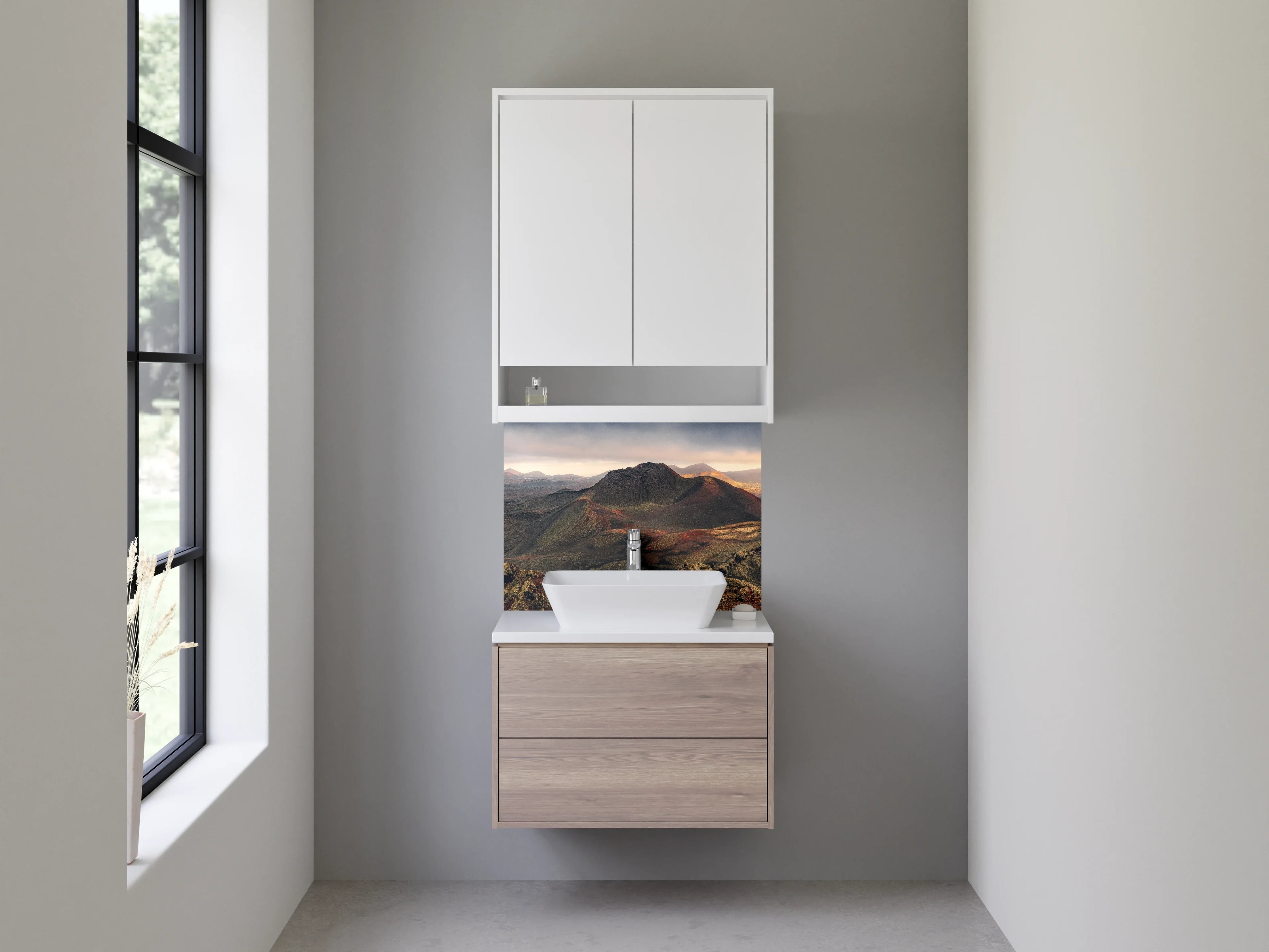 Waschbecken-Rückwand - Graue Akzente für moderne Badezimmer-Wand