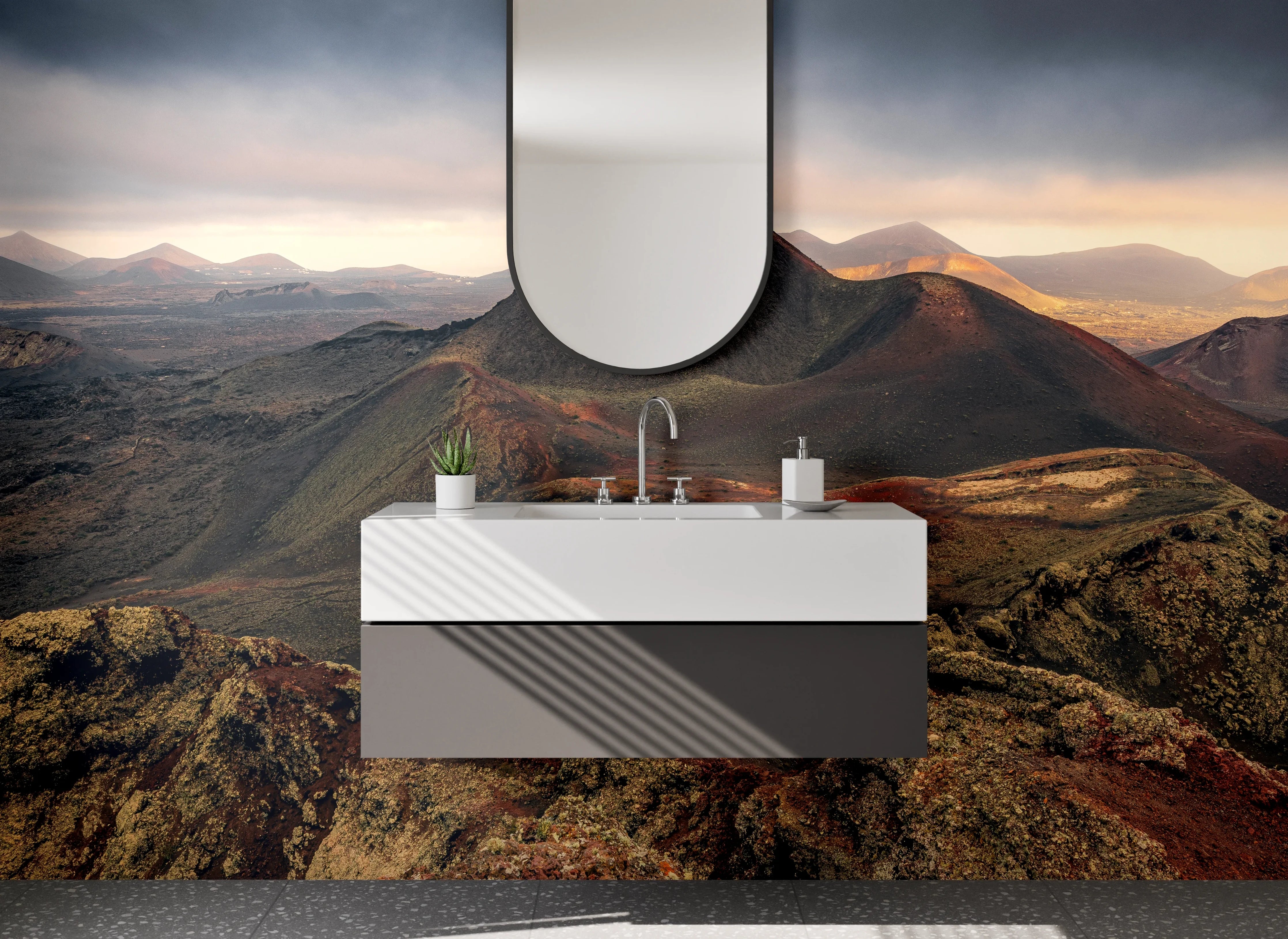 Waschbecken-Rückwand - Graue Akzente für moderne Badezimmer-Wand