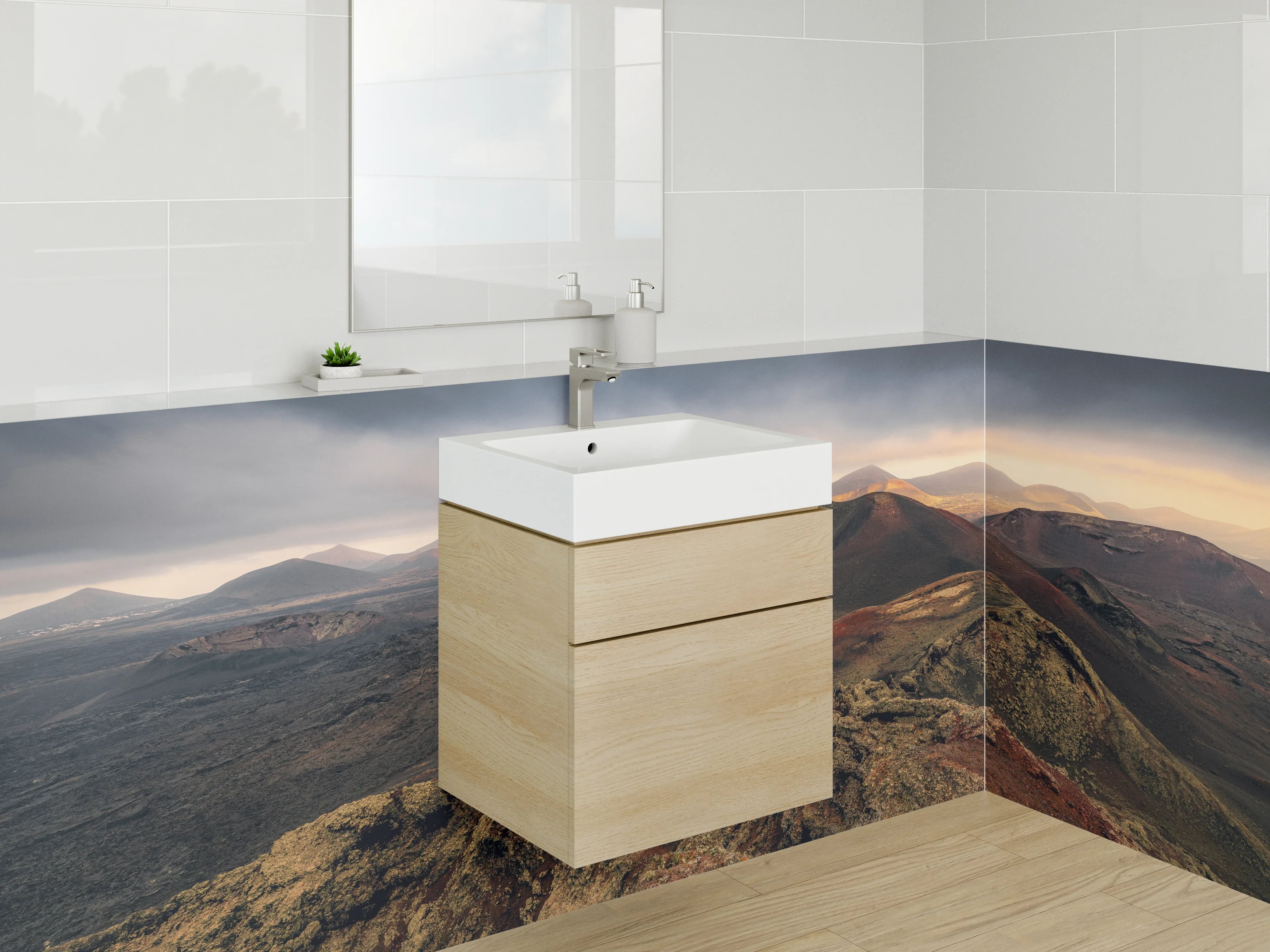 Waschbecken-Rückwand - Graue Akzente für moderne Badezimmer-Wand