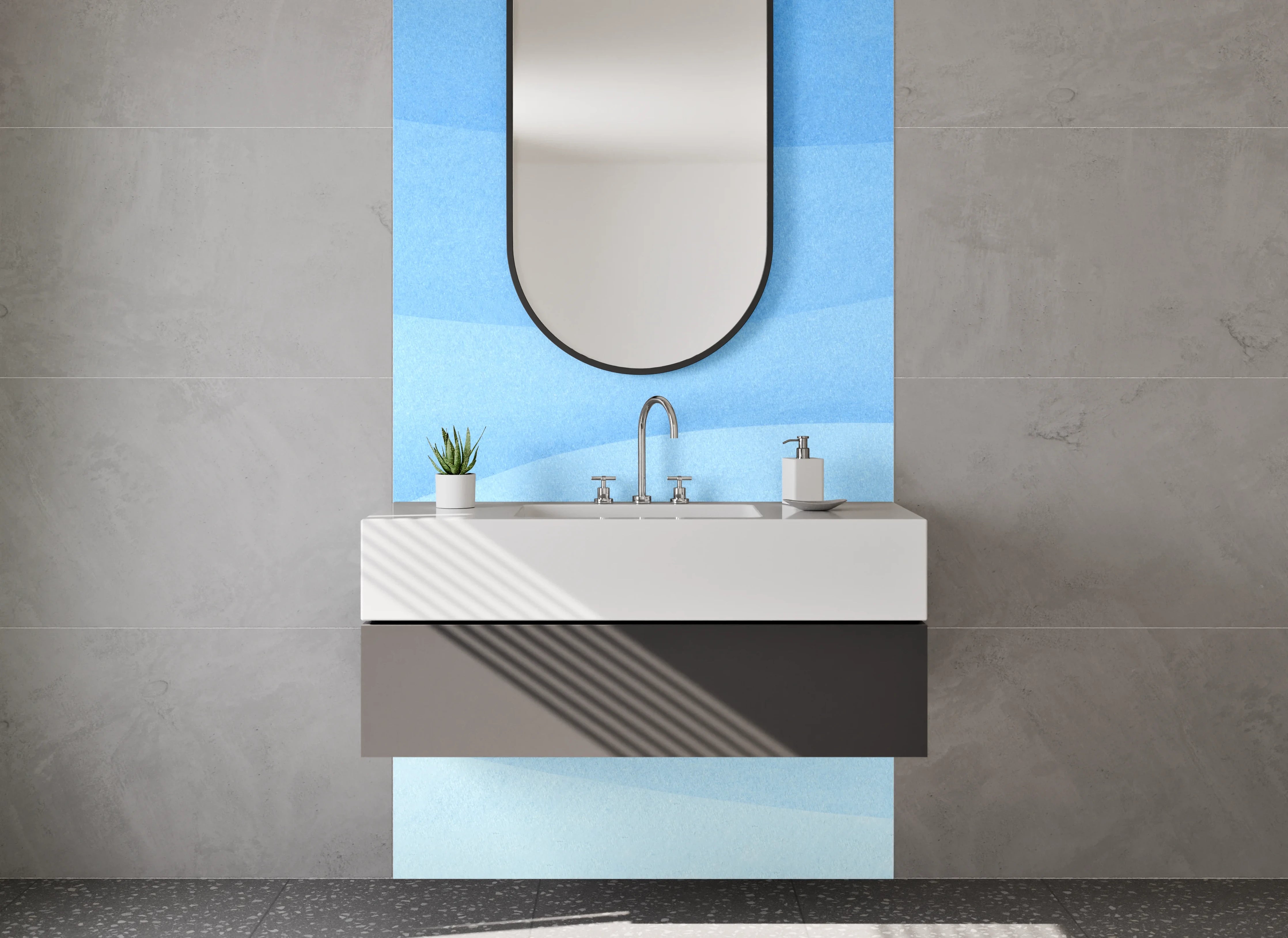 Waschbecken-Rückwand - Graue Akzente für moderne Waschrückwände