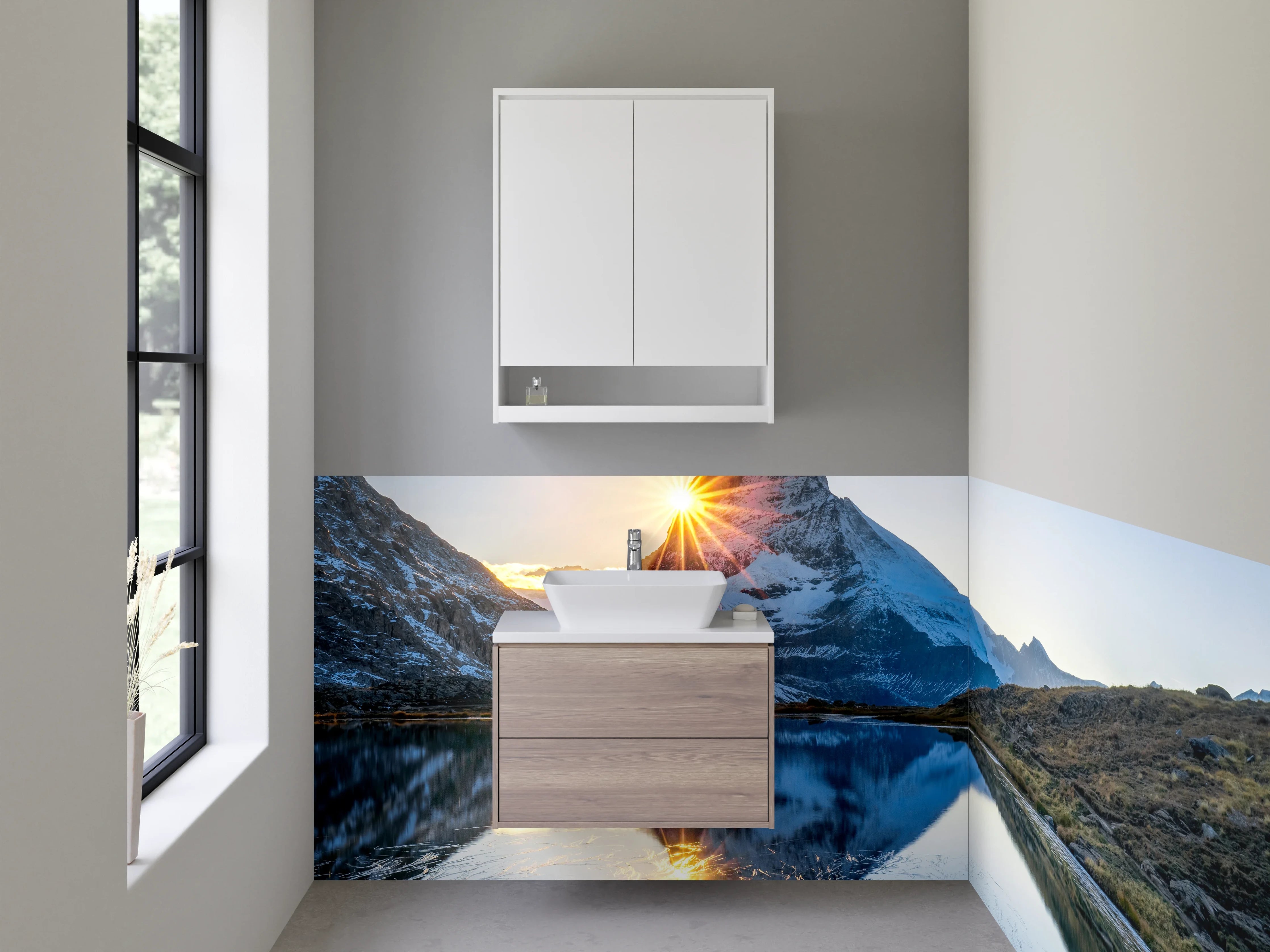 Waschbecken-Rückwand - Graue Akzente für moderne Waschrückwand