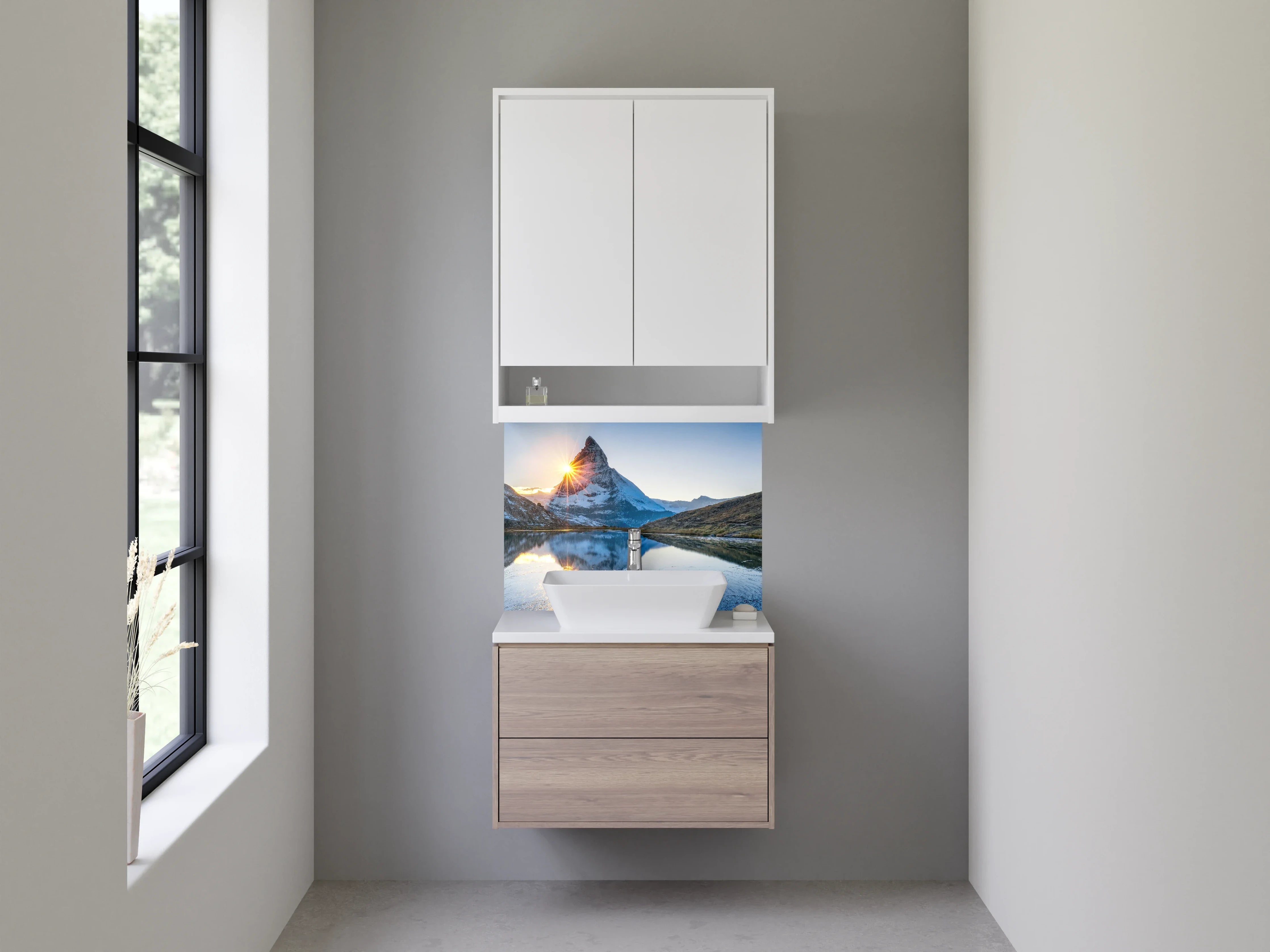 Waschbecken-Rückwand - Graue Akzente für moderne Waschrückwand