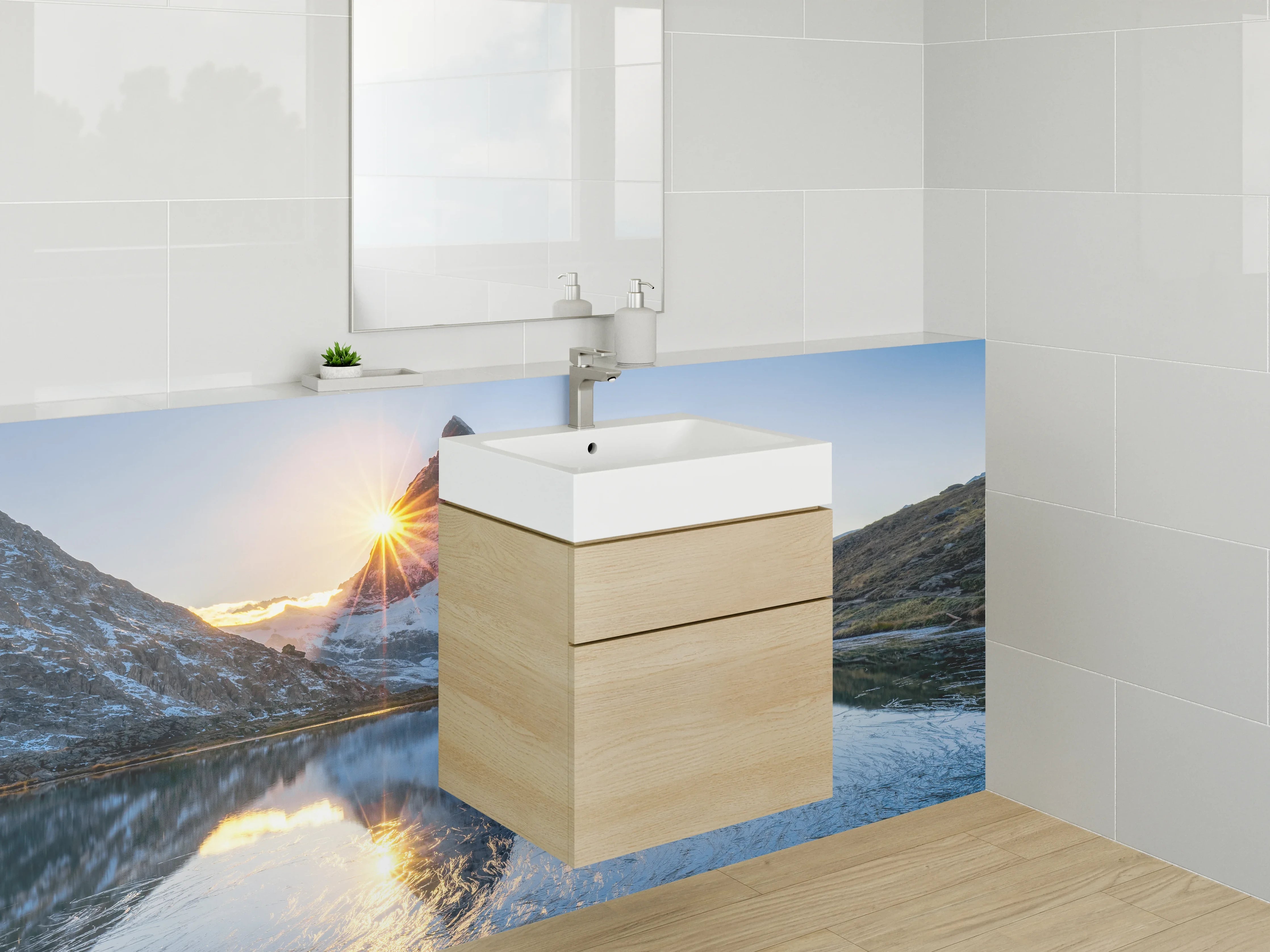 Waschbecken-Rückwand - Graue Akzente für moderne Waschrückwand