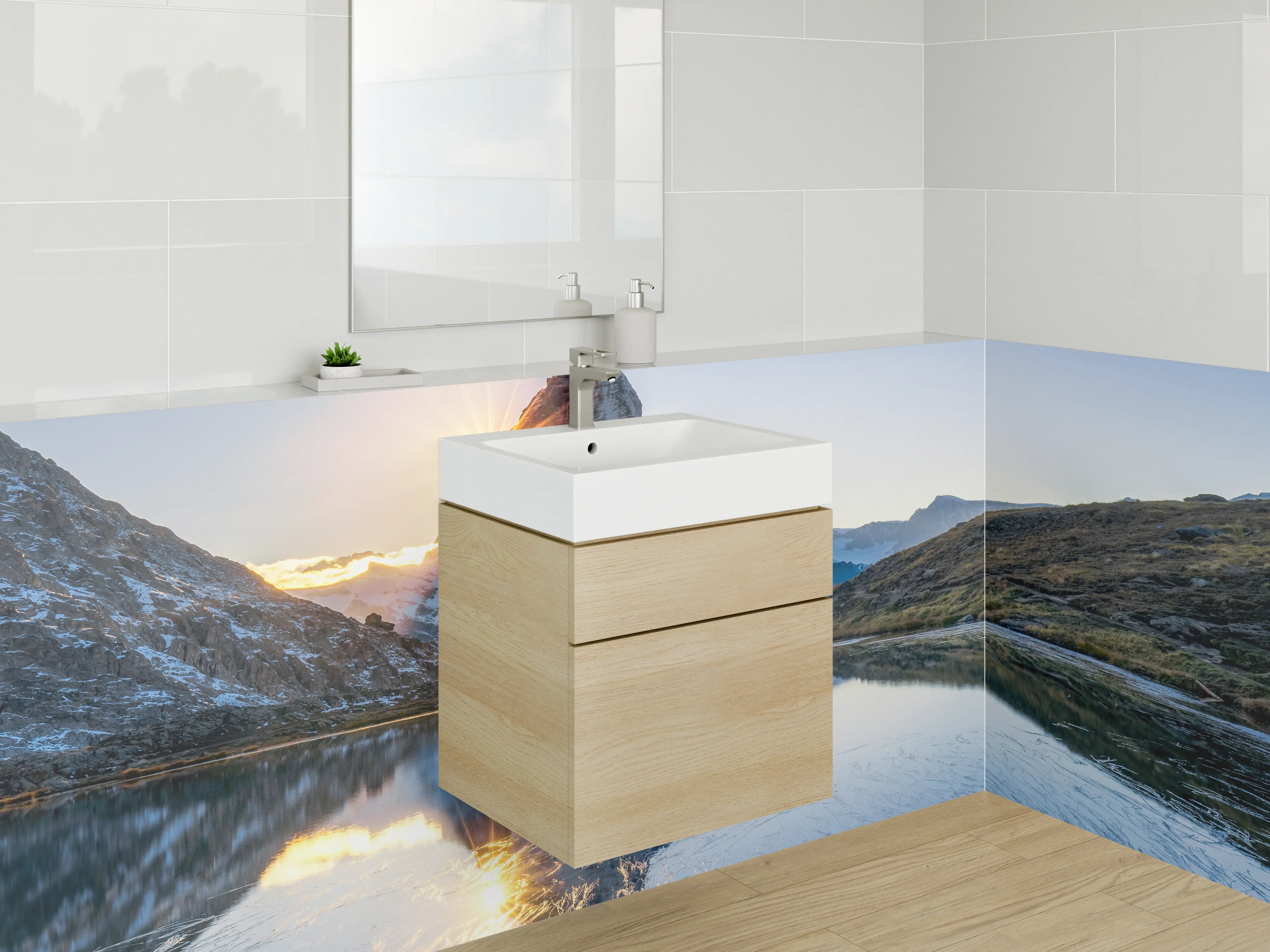 Waschbecken-Rückwand - Graue Akzente für moderne Waschrückwand