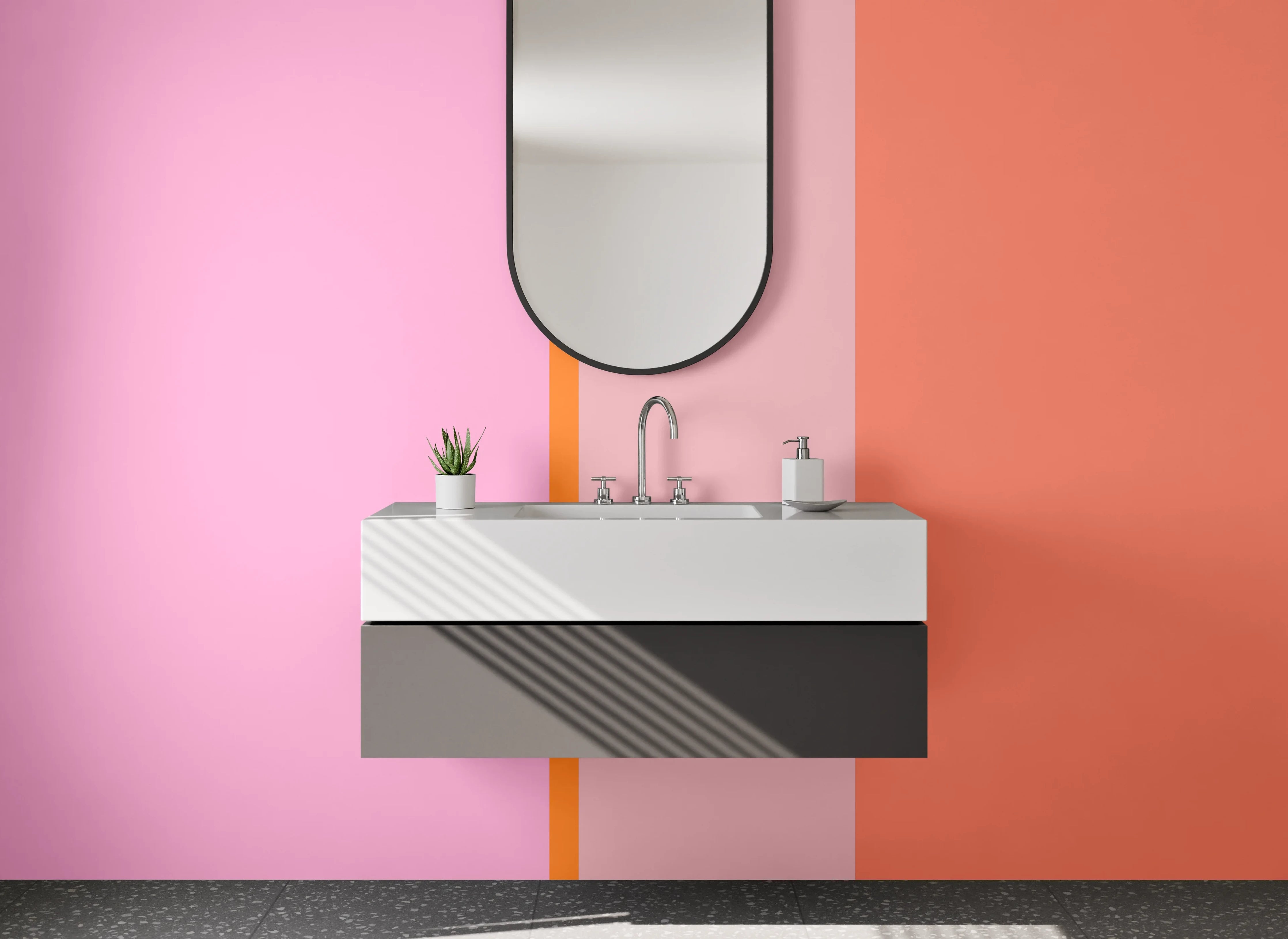Waschbecken-Rückwand - Graue Akzente für modernes Badezimmer