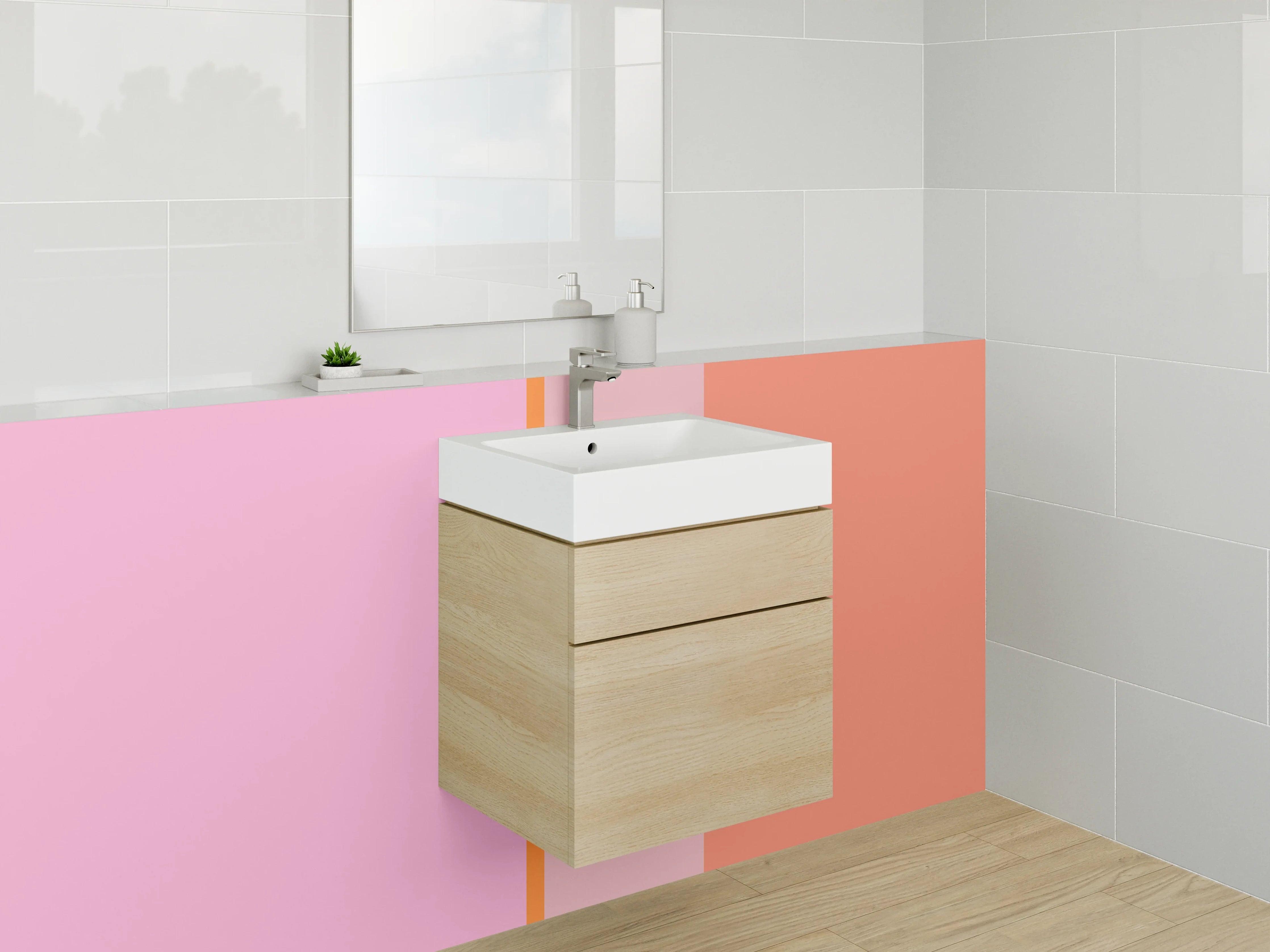 Waschbecken-Rückwand - Graue Akzente für modernes Badezimmer