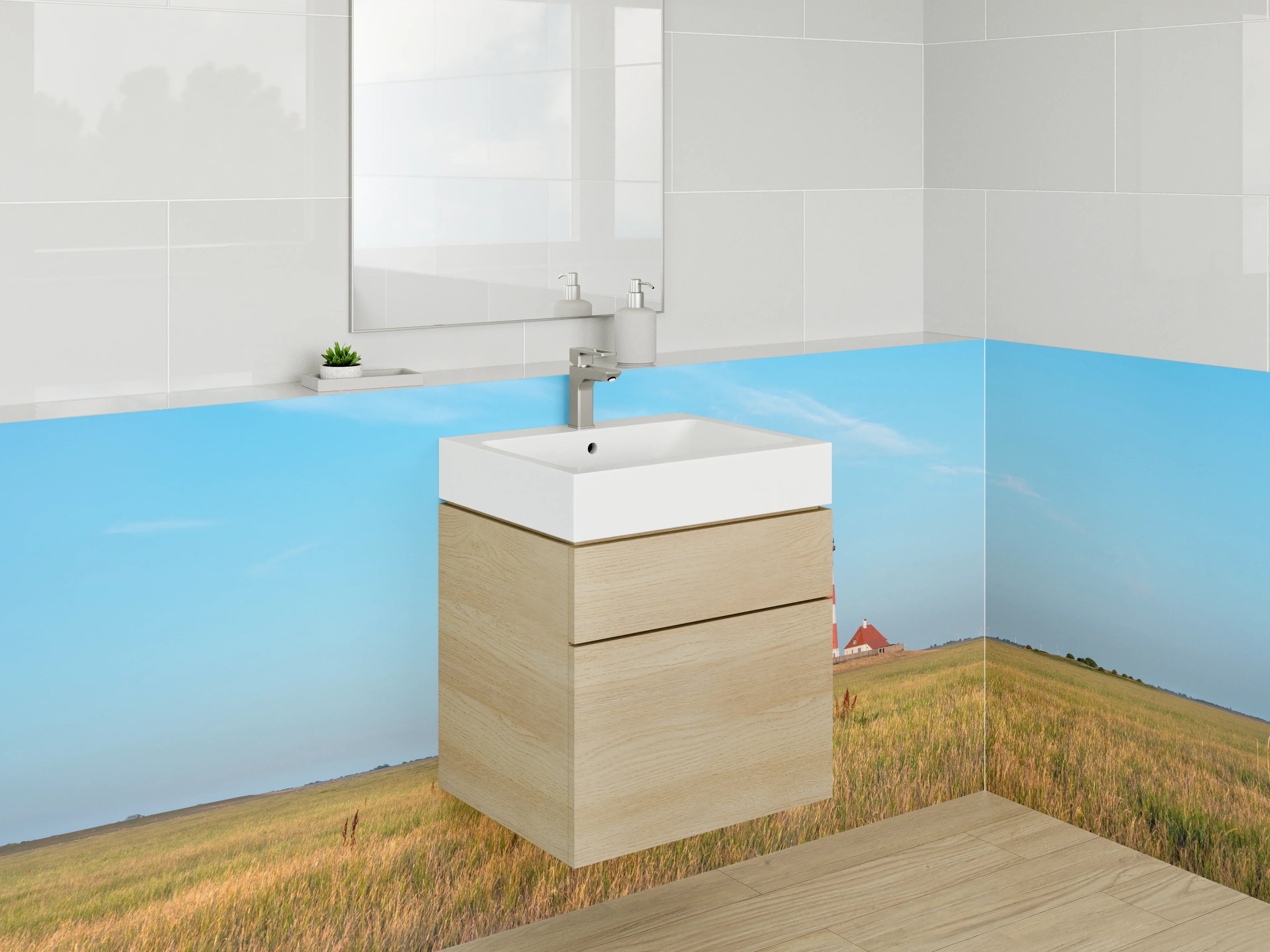 Waschbecken-Rückwand - Graue Akzente für stylische Badezimmerrückwände