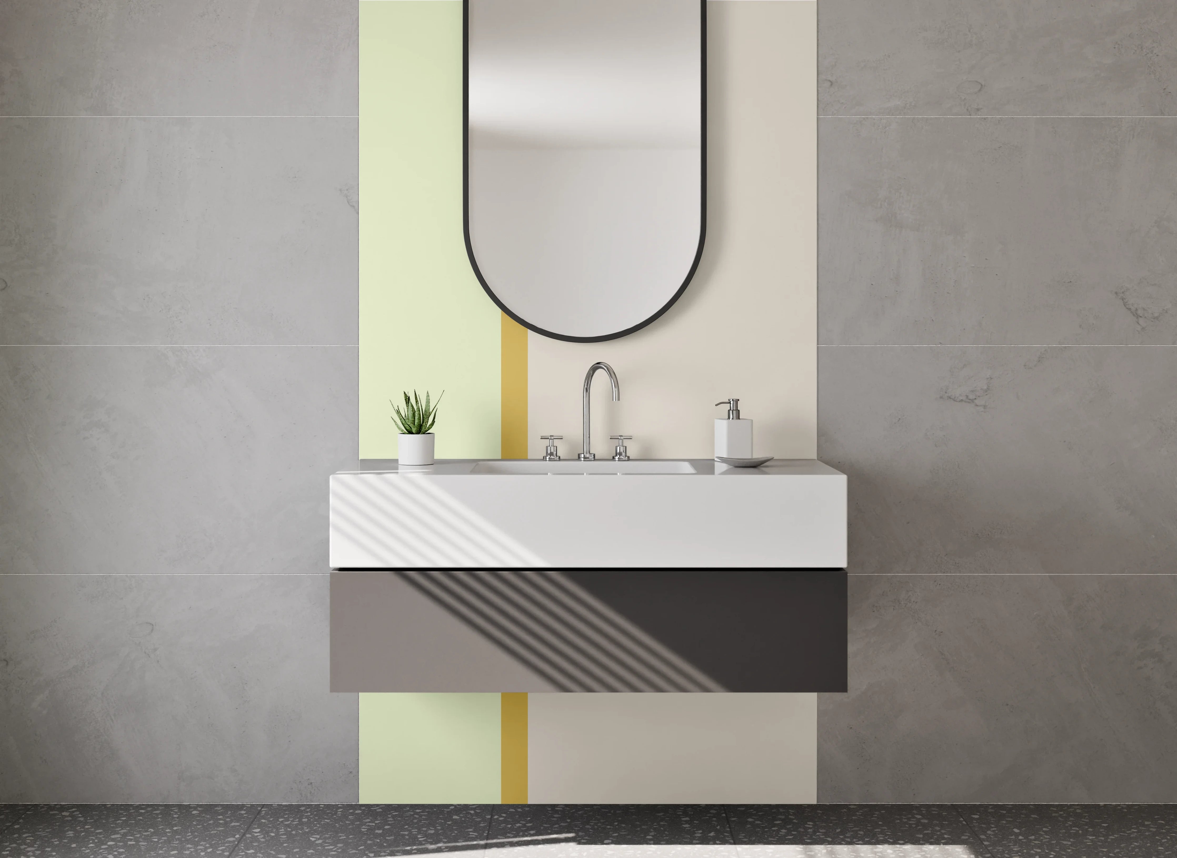 Waschbecken-Rückwand - Graue Akzente: Moderne Waschbeckerrückwand