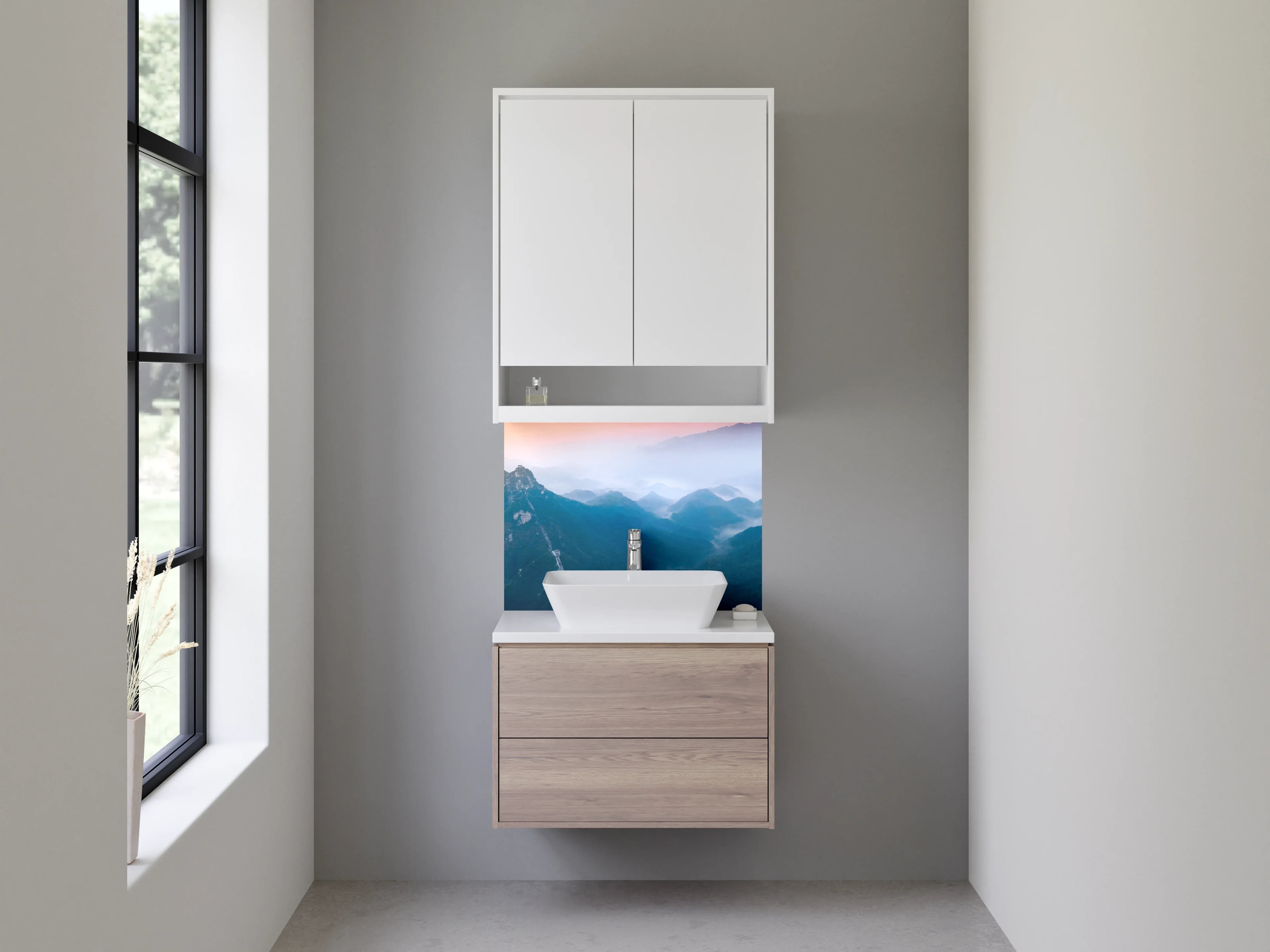 Waschbecken-Rückwand - Graue Akzente: Moderne Waschbeckerrückwand fürs Bad