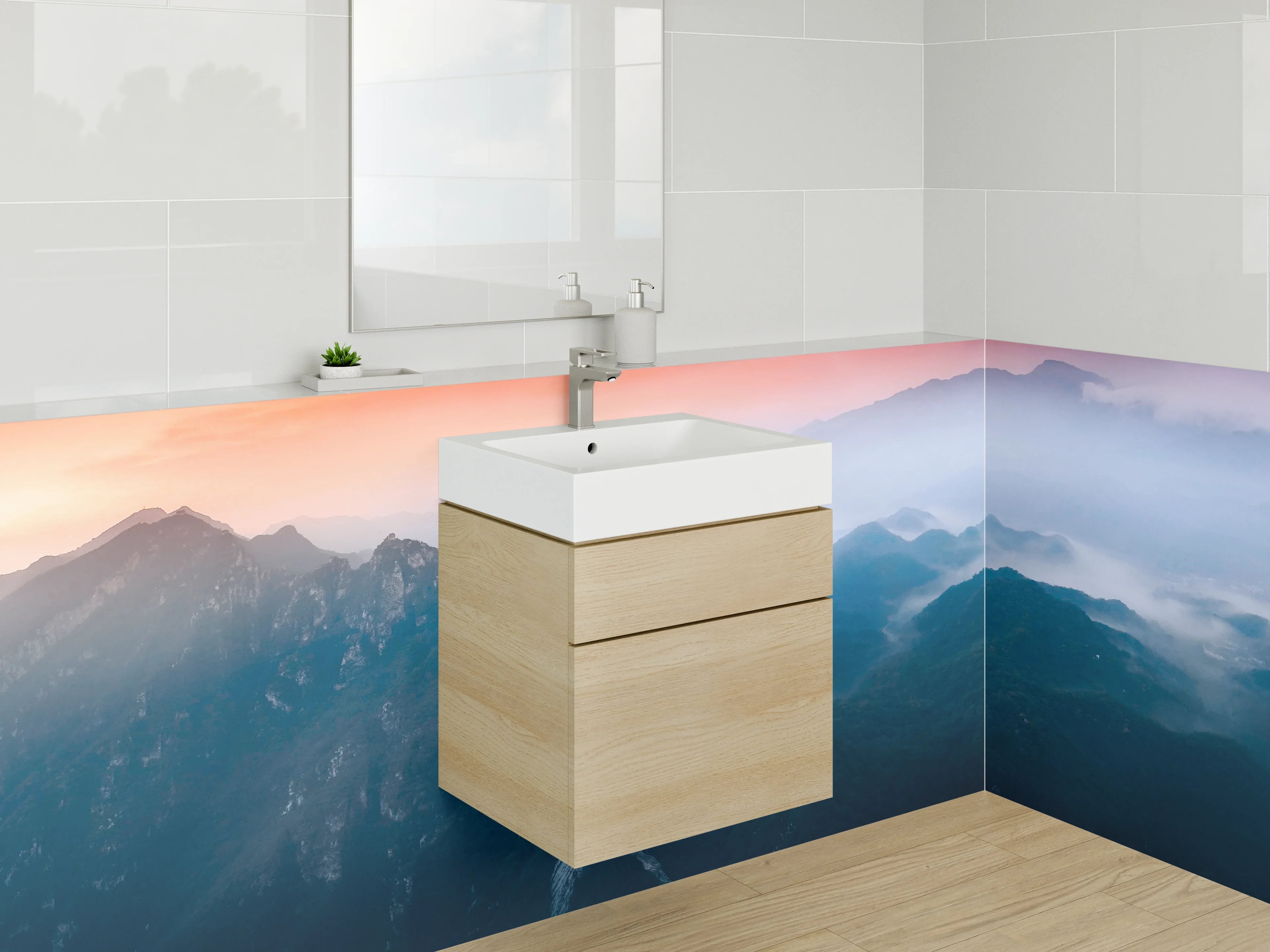 Waschbecken-Rückwand - Graue Akzente: Moderne Waschbeckerrückwand fürs Bad